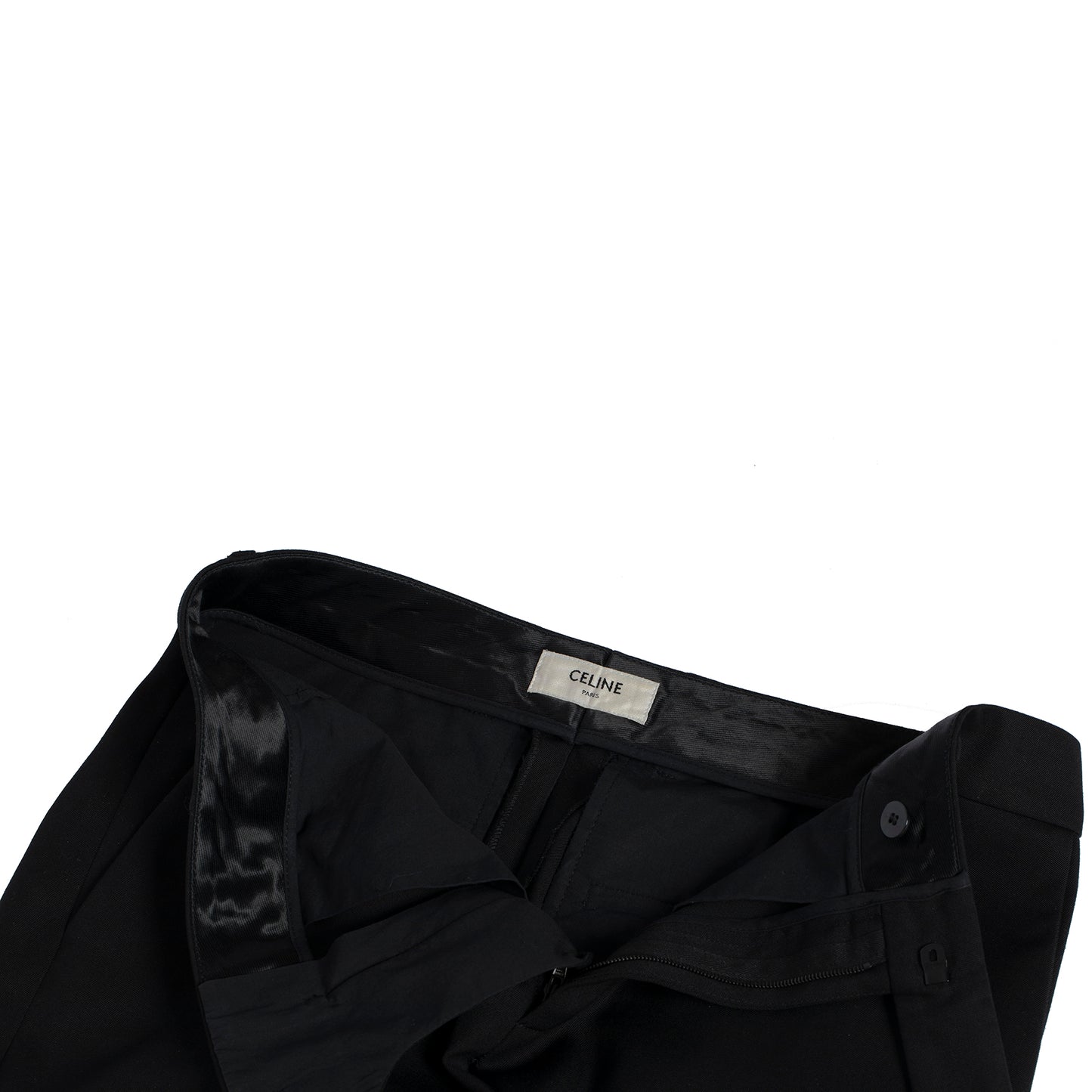 Gabardine Weave Virgin Wool Slim Tapered Tailored Trousers