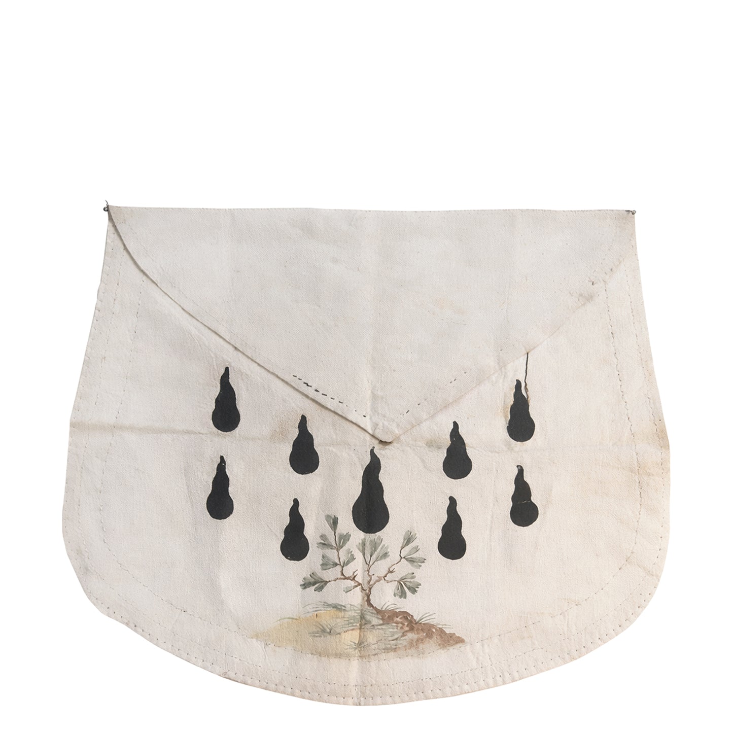 Hand-Painted Leather Ritual Apron, Nine Teardrops and Acacia