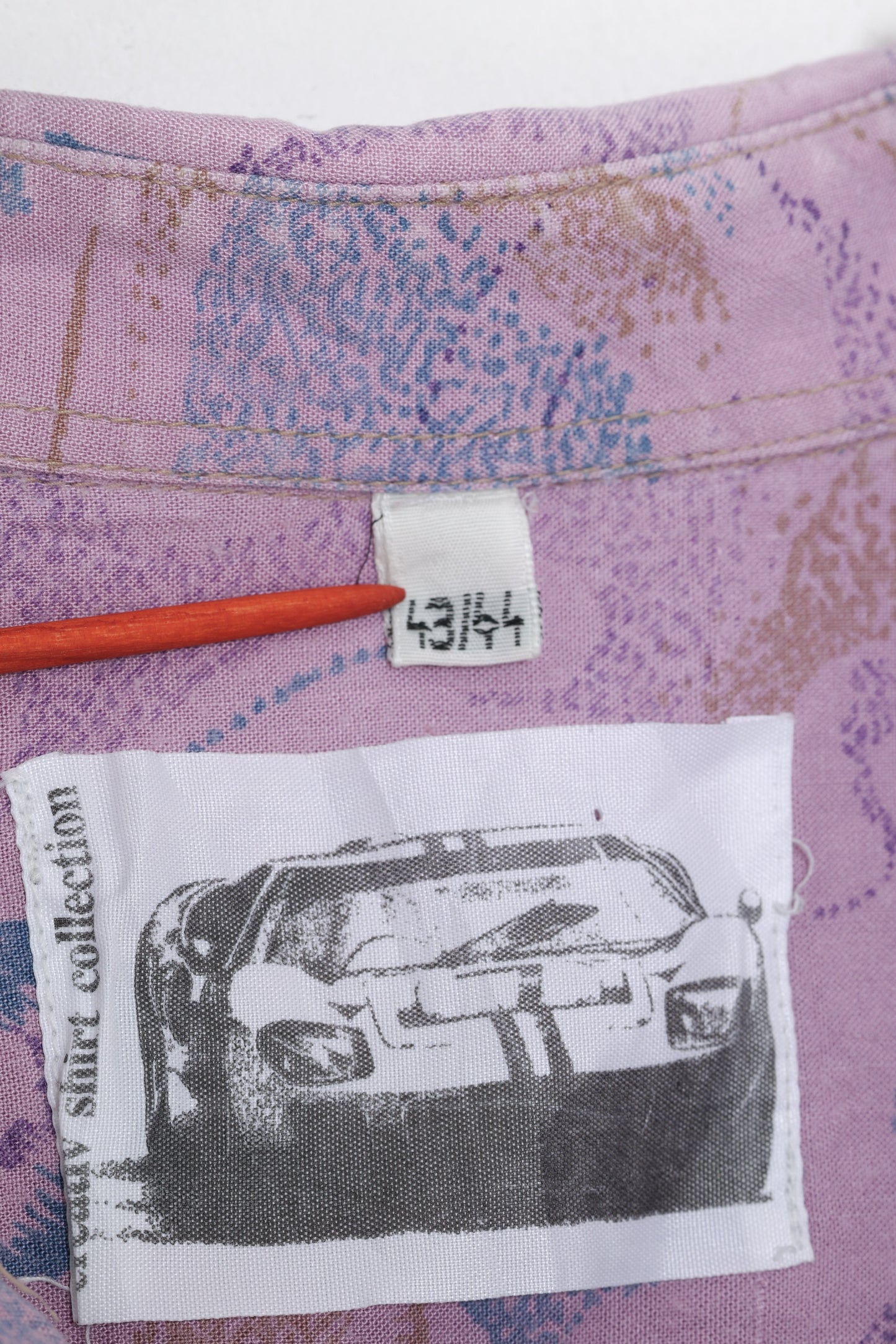 1980s, Soft-Collar Leisure Shirt, Abstract Mineral Motif, Lavender Ground