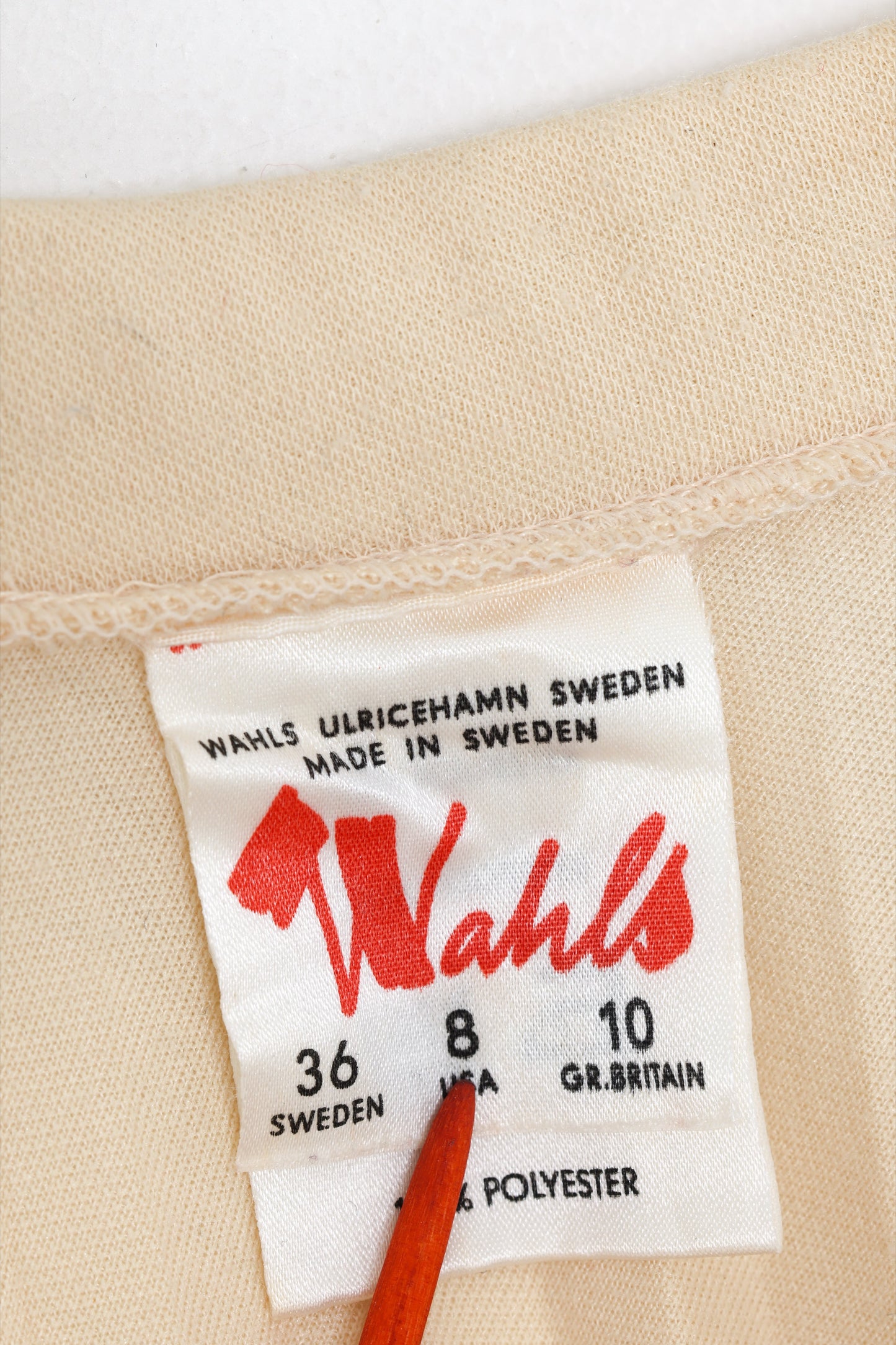 1980s, Swedish Heat-Set Micropleated Skirt in Cream Warp-Knit Jersey Knit