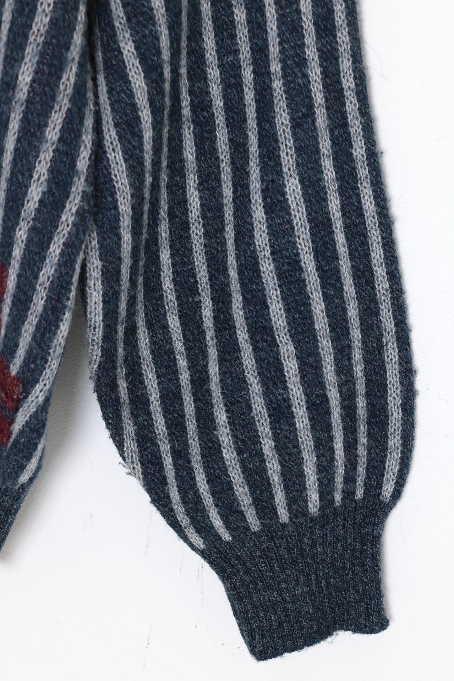 1990s, Italian Leisure Knit, Abstract Brickwork Intarsia with Vertical Stripe Field