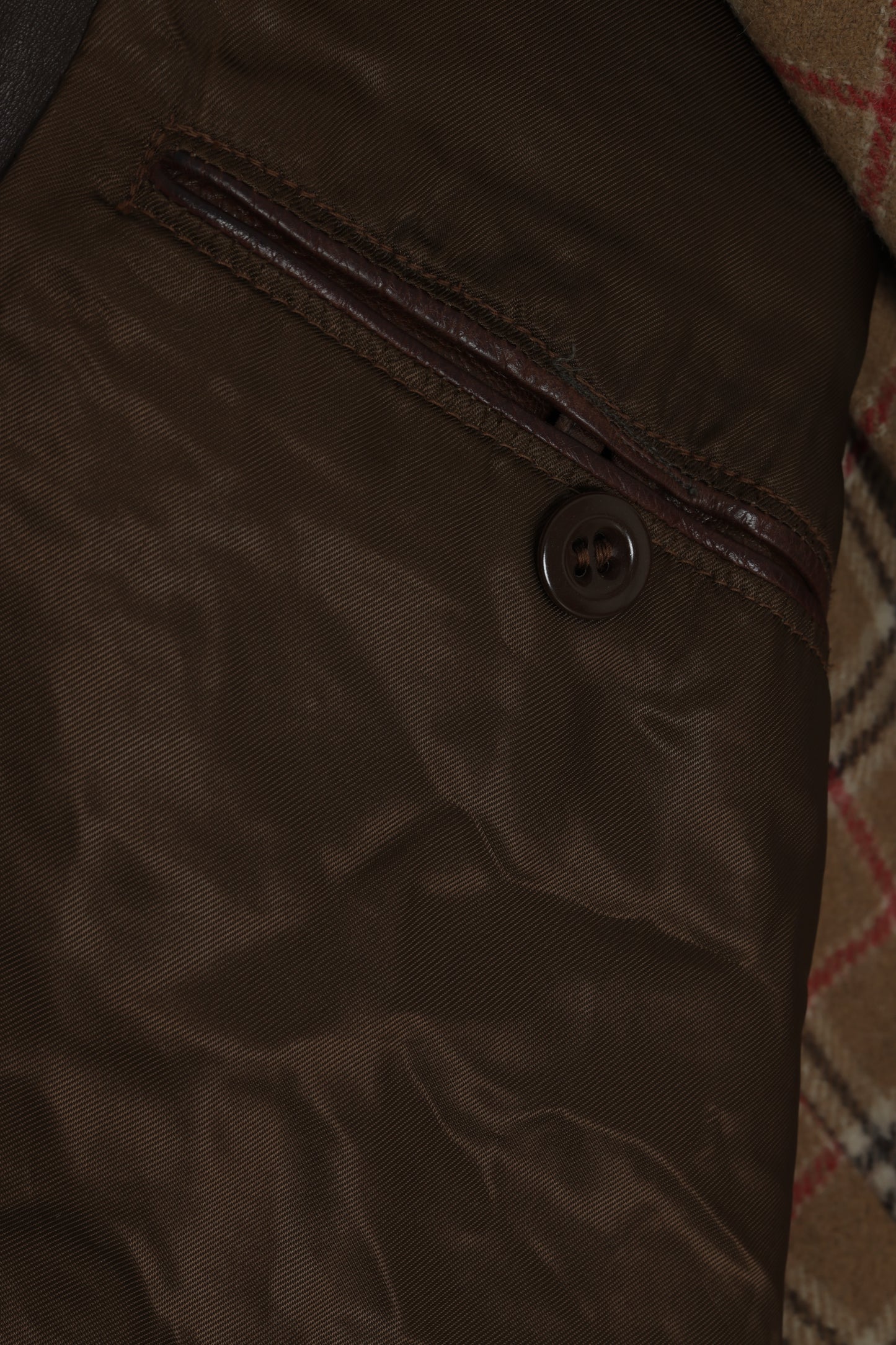 1990s Lambskin Semi-Tailored Leisure Jacket with Plaid Twill Lining