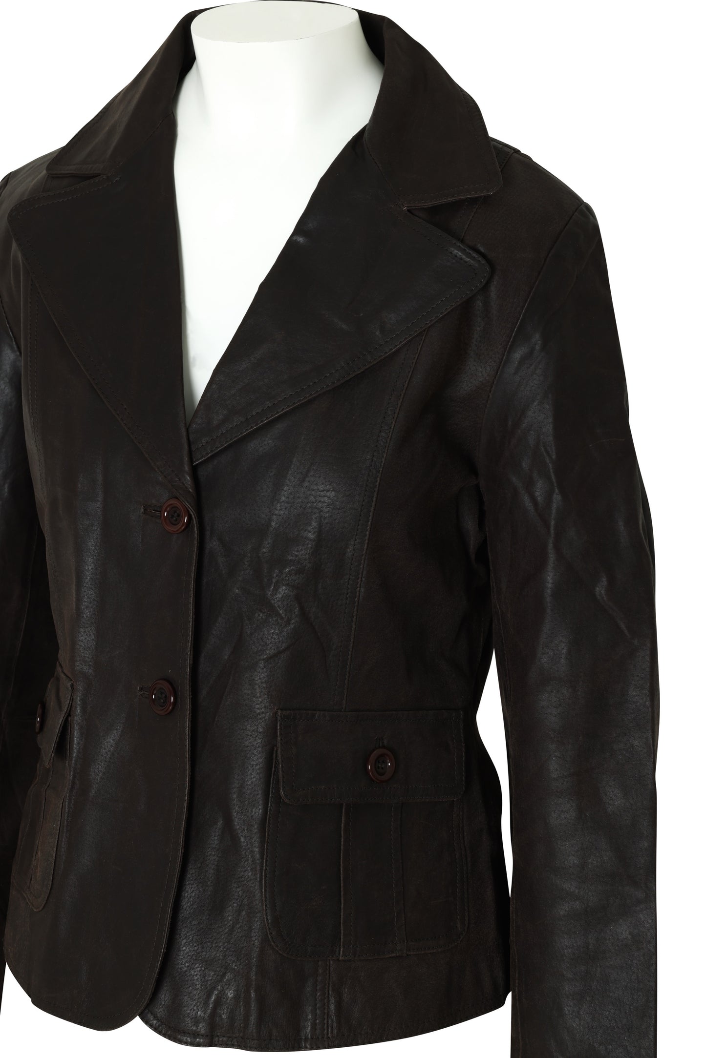 1990s Leather Blazer, Patch Pockets, Notched Lapels