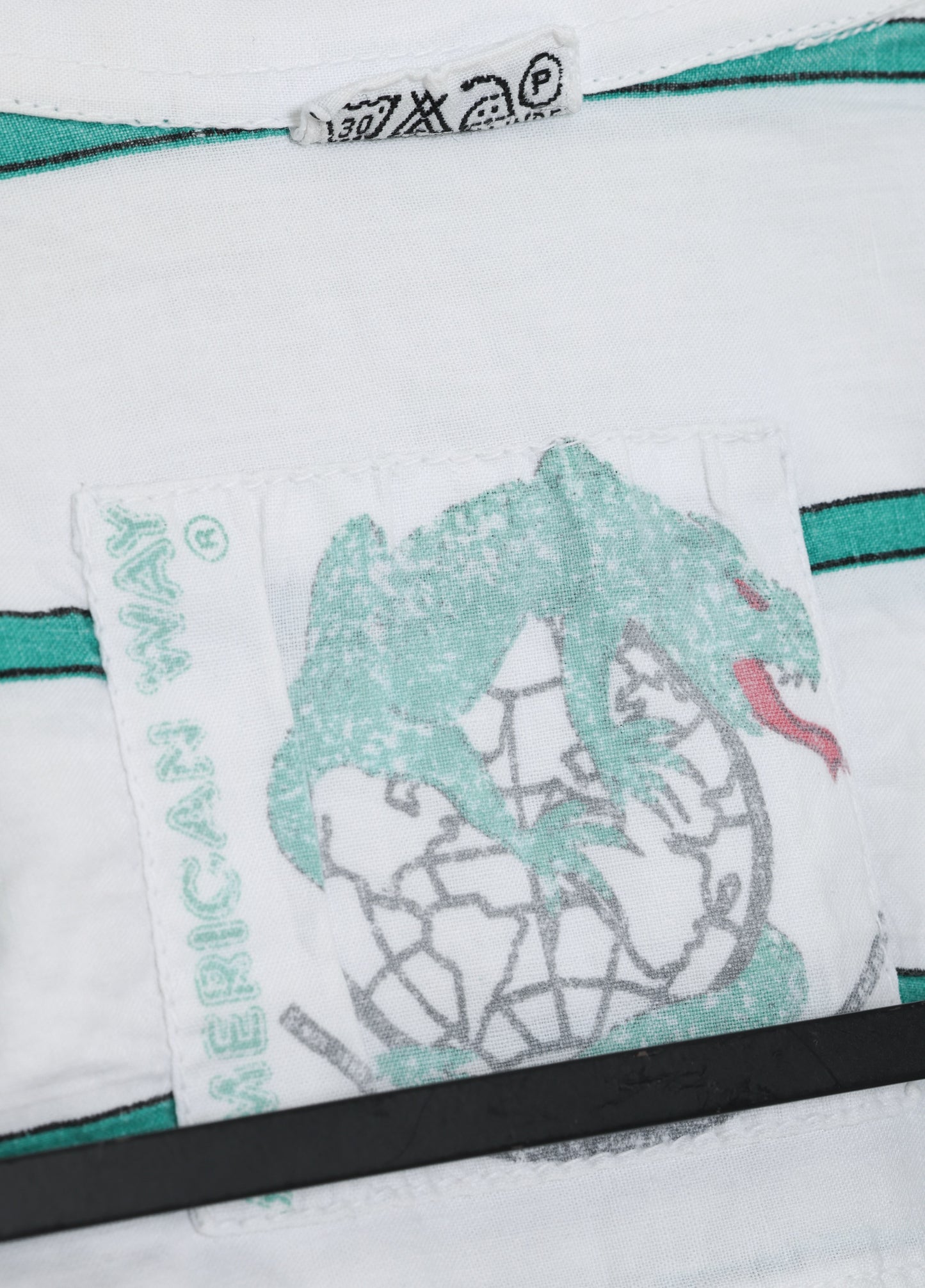 Early 1990s, Resort Shirt, Mint Pencil Stripe, “American Way” insignia