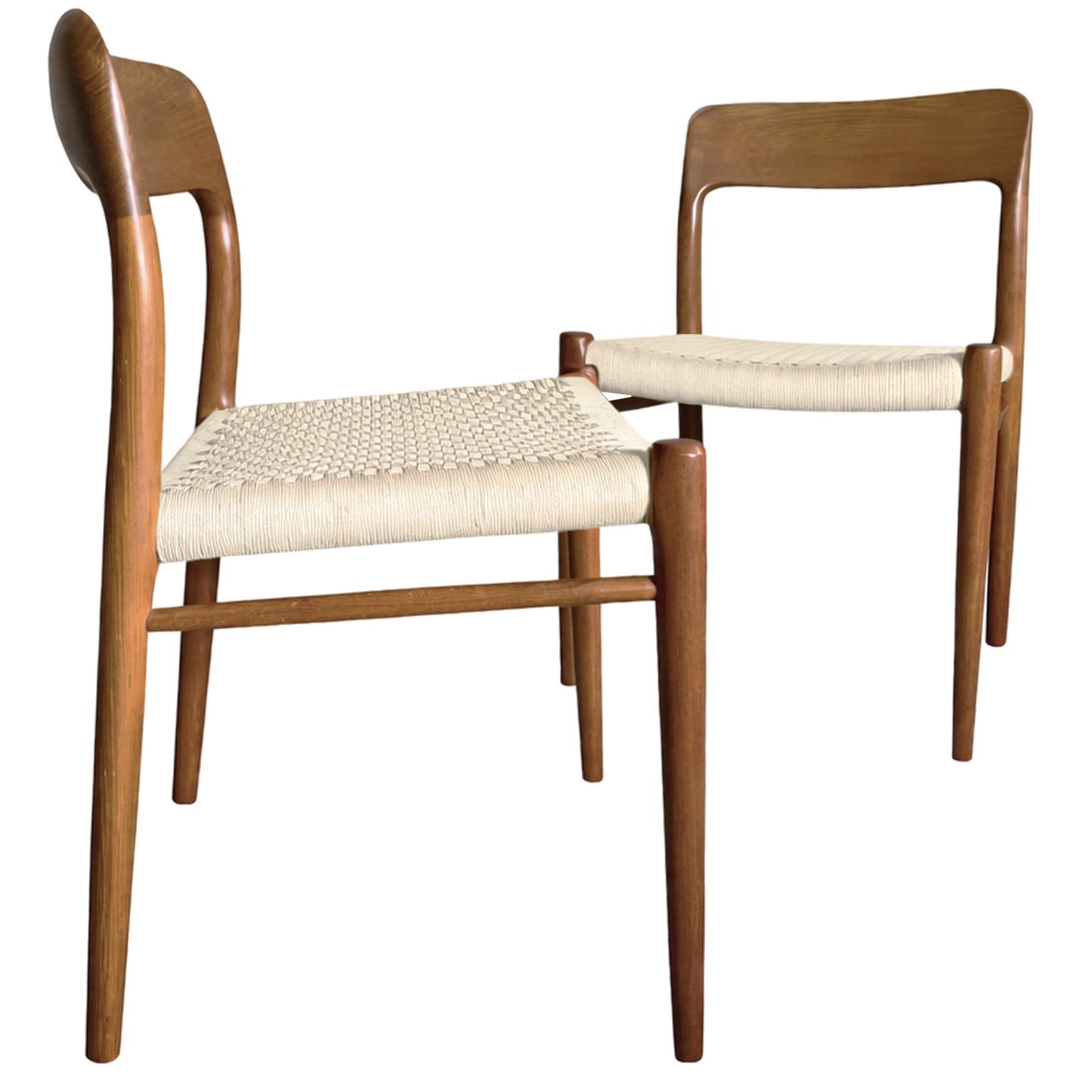 Model 75 Dining Chair, Hand-Woven Paper Cord Seat, Circa 1954