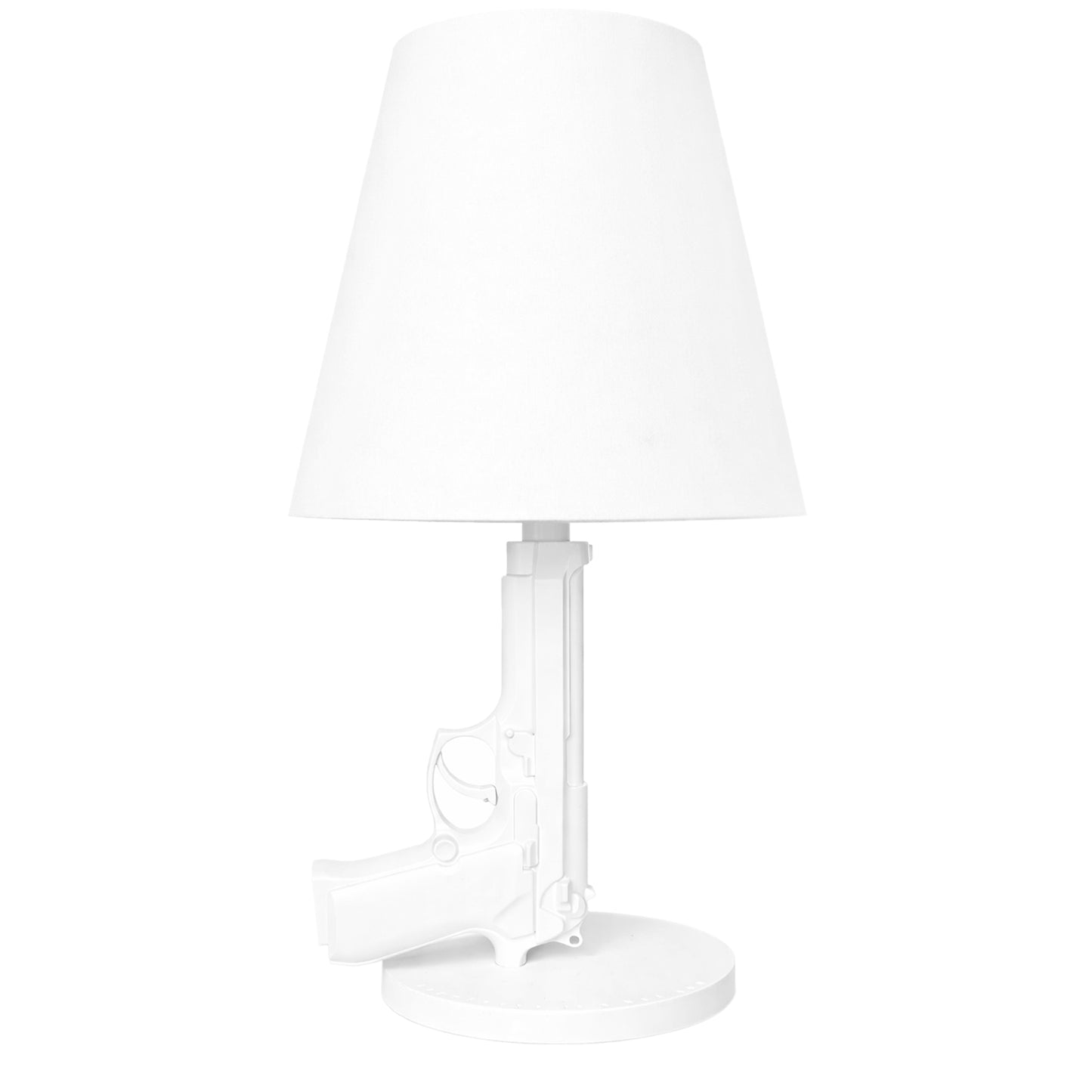 Table Lamp, Injection Molded Thermoplastic Pistol Form with Fabric Shade