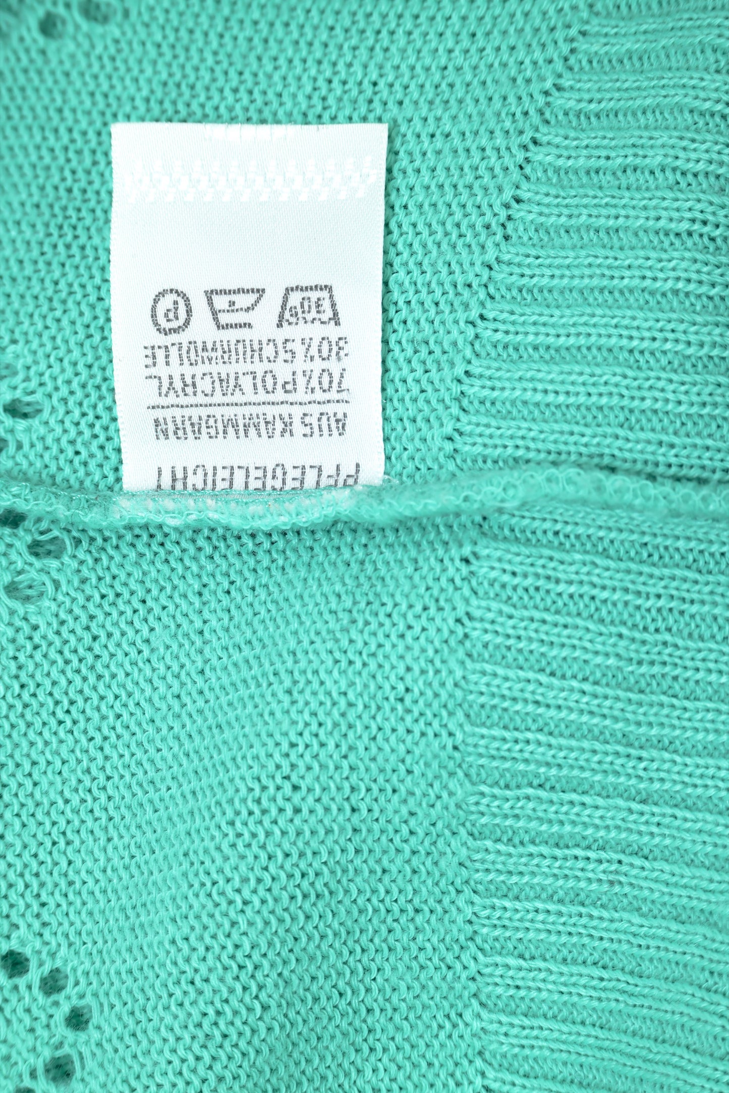 Post-1985, Tricot Fine-Gauge Pointelle Leisure Knit with Wavy Eyelet Bands