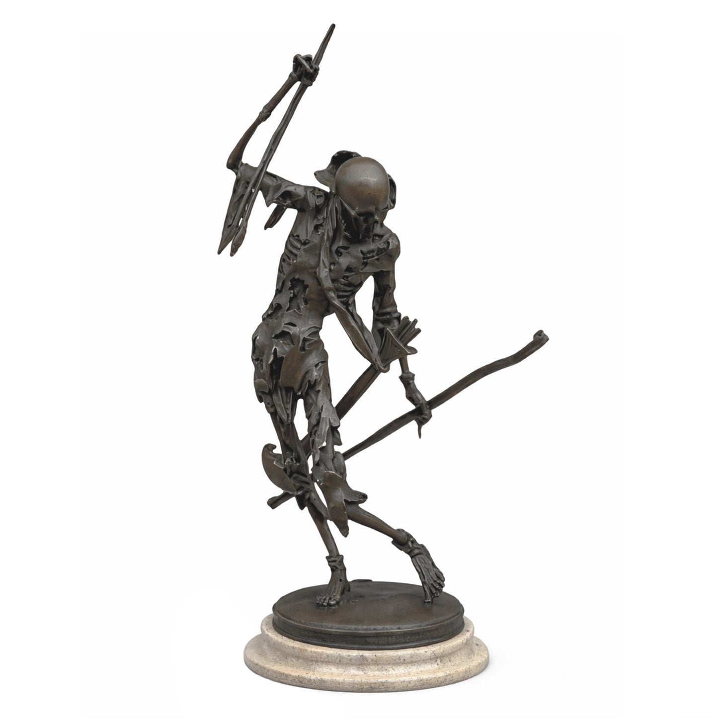 Tödlein Archer, Memento Mori, Cast Bronze on Turned Marble Base