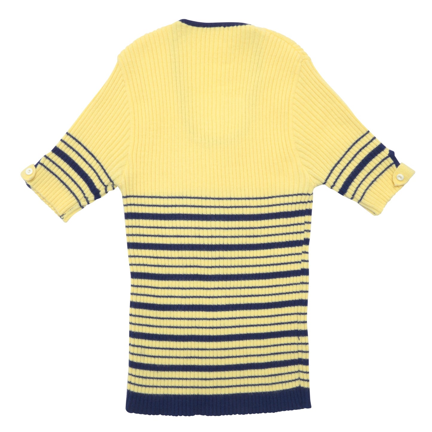 70s, Sculptural Ribbing, Tubular Neckline, Button Tab Cuff