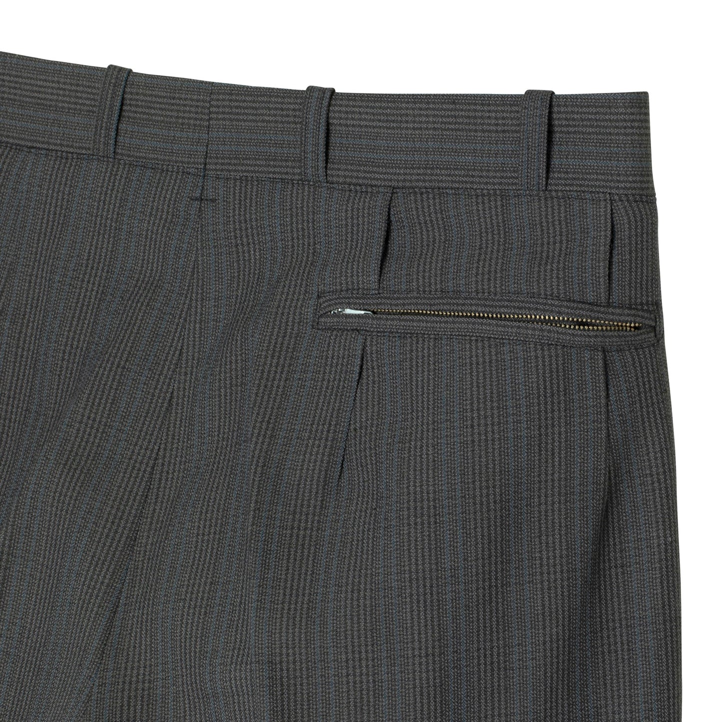 60s, Sculptural Volume, High-Twist Wool, Blue Pinstripe, Armin