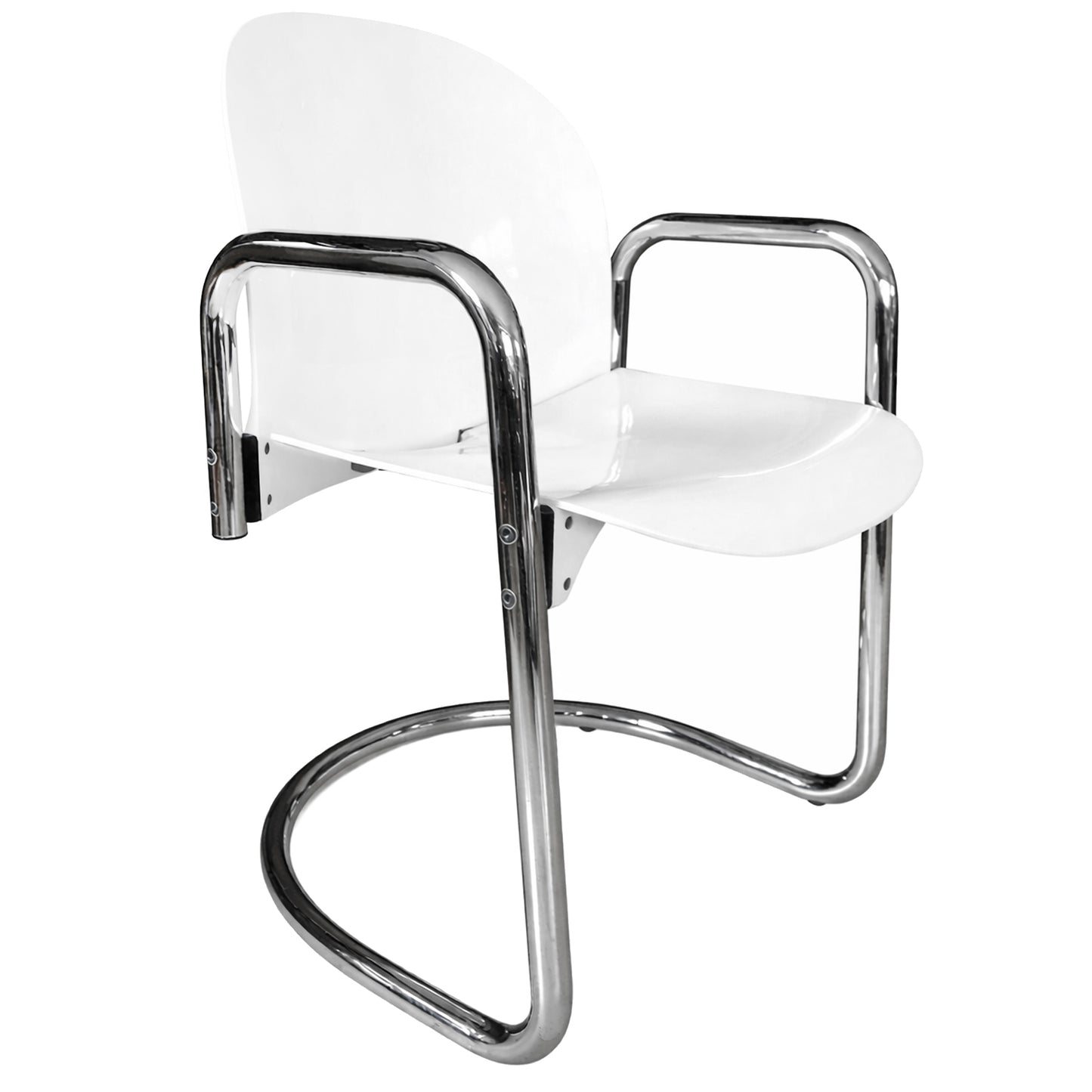 Dialogo Chair, Molded Polymer Shell on Tubular Chrome Cantilever Frame