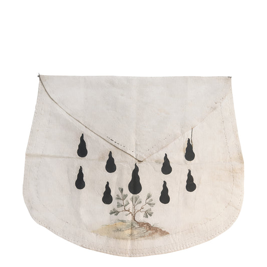Hand-Painted Leather Ritual Apron, Nine Teardrops and Acacia