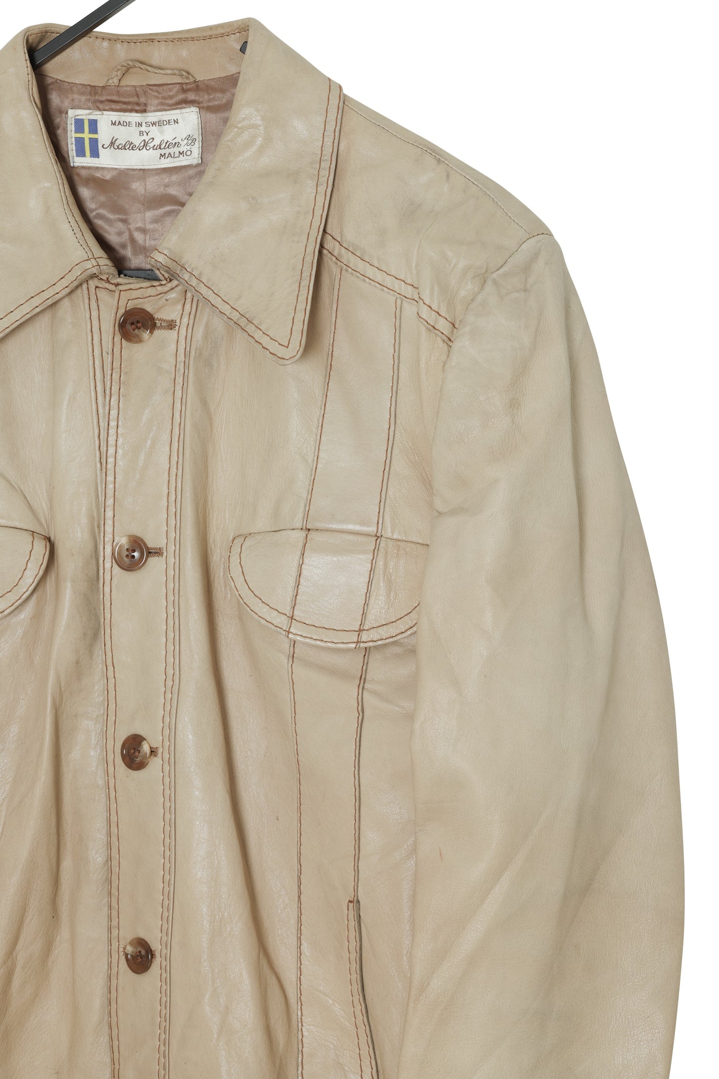 1960s–70s, Swedish Malte Bultén Malmö Calf Leather Panel-Seamed Leisure Jacket