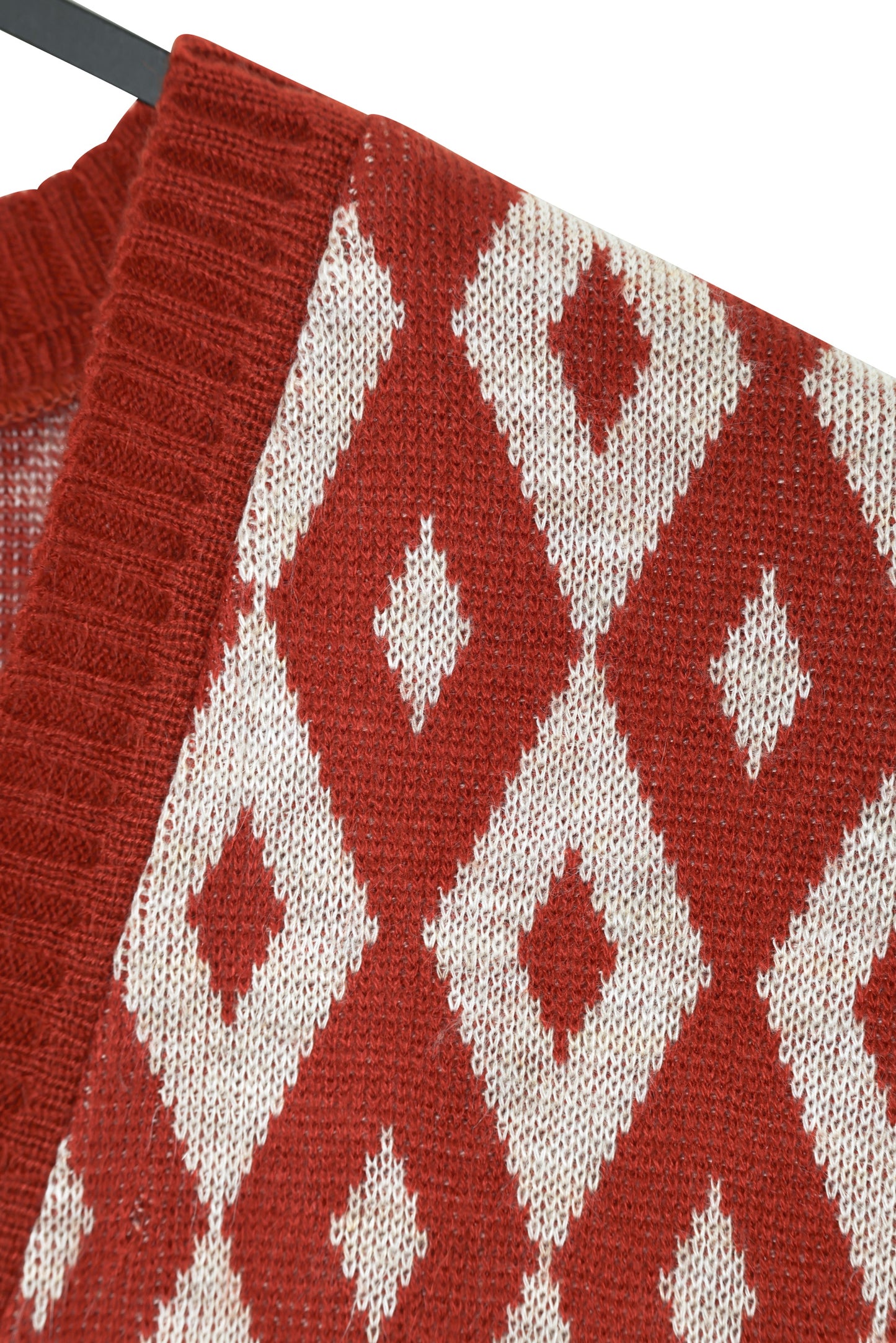 1965–75, Fine-Gauge Pullover Sweater, Deep Rib Terminations, Harlequin Repeat