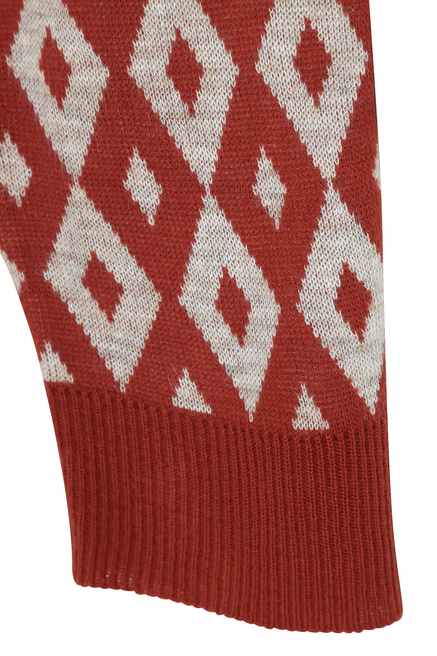 1965–75, Fine-Gauge Pullover Sweater, Deep Rib Terminations, Harlequin Repeat