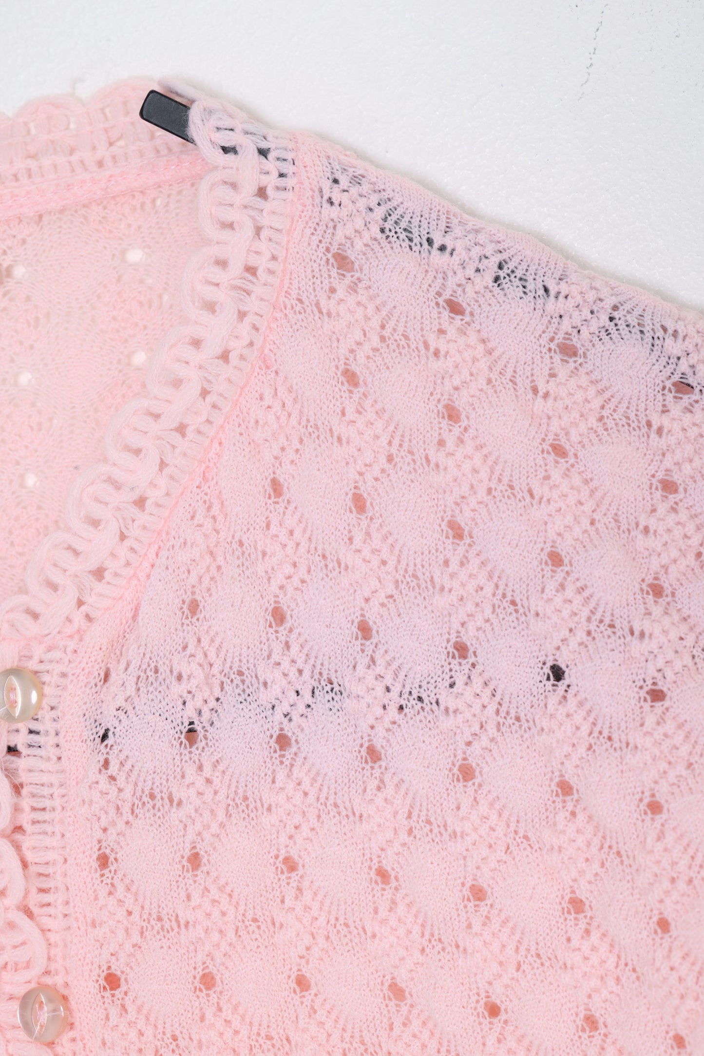 1968–75, Pastel Pointelle Cardigan in Courtelle Yarn, British Domestic Knitwear