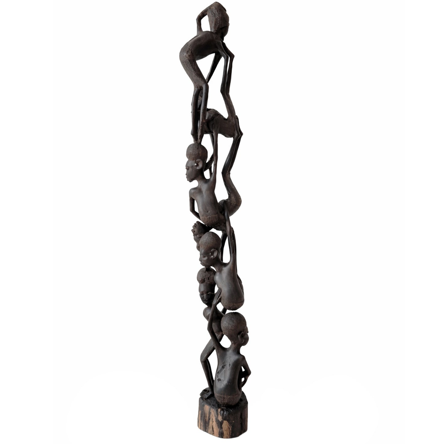 Tree of Life, Carved Ebony Multi-Figure Vertical Composition