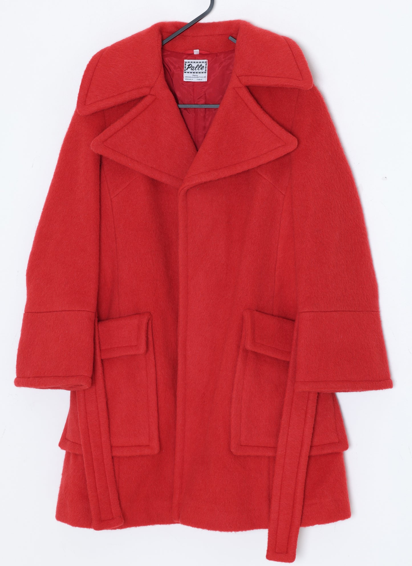 1970s, Finnish Felted Wool Car Coat, Overscaled Peak-Shawl Collar