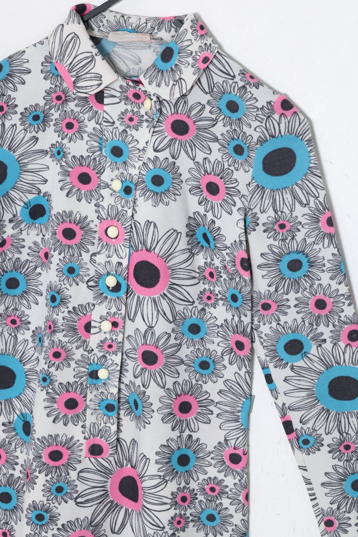 1970s, Printed Leisure Shift Dress, Psychedelic Finnish Daisy Motif