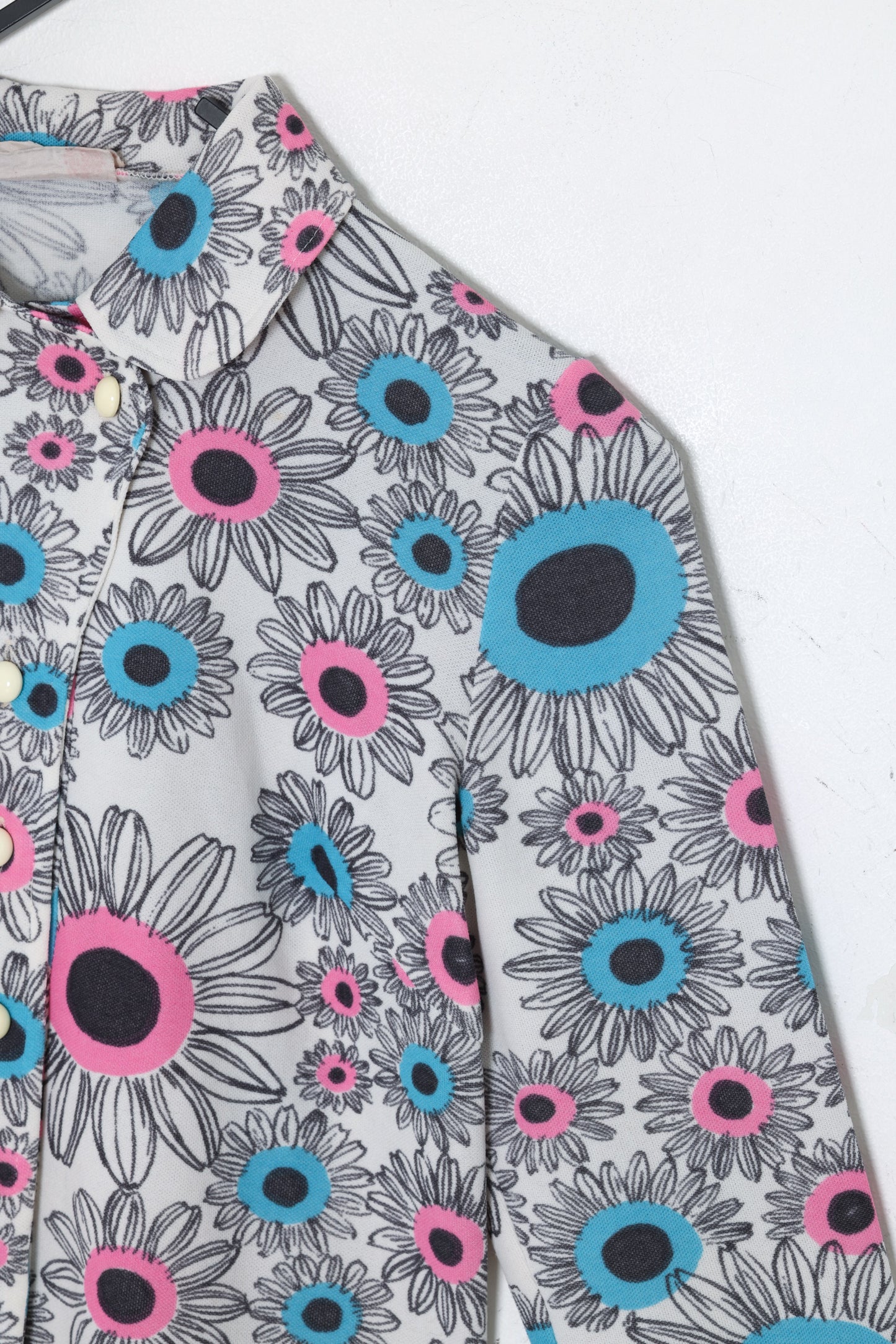 1970s, Printed Leisure Shift Dress, Psychedelic Finnish Daisy Motif