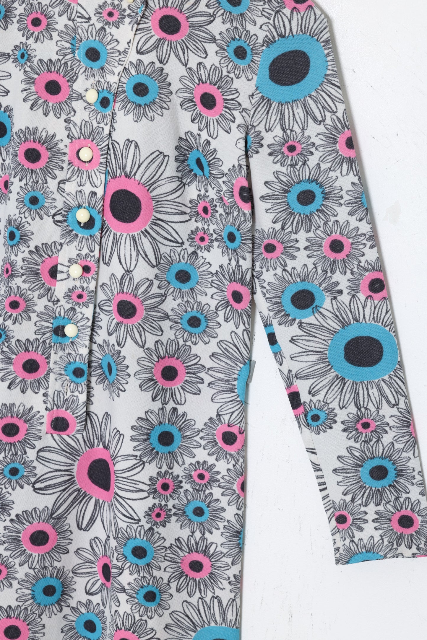 1970s, Printed Leisure Shift Dress, Psychedelic Finnish Daisy Motif