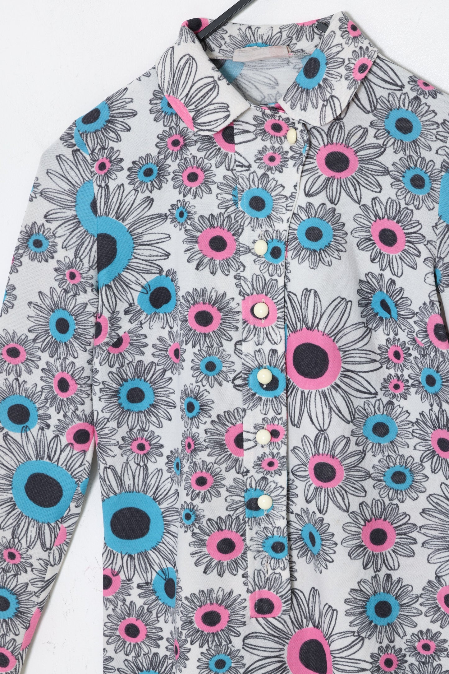 1970s, Printed Leisure Shift Dress, Psychedelic Finnish Daisy Motif