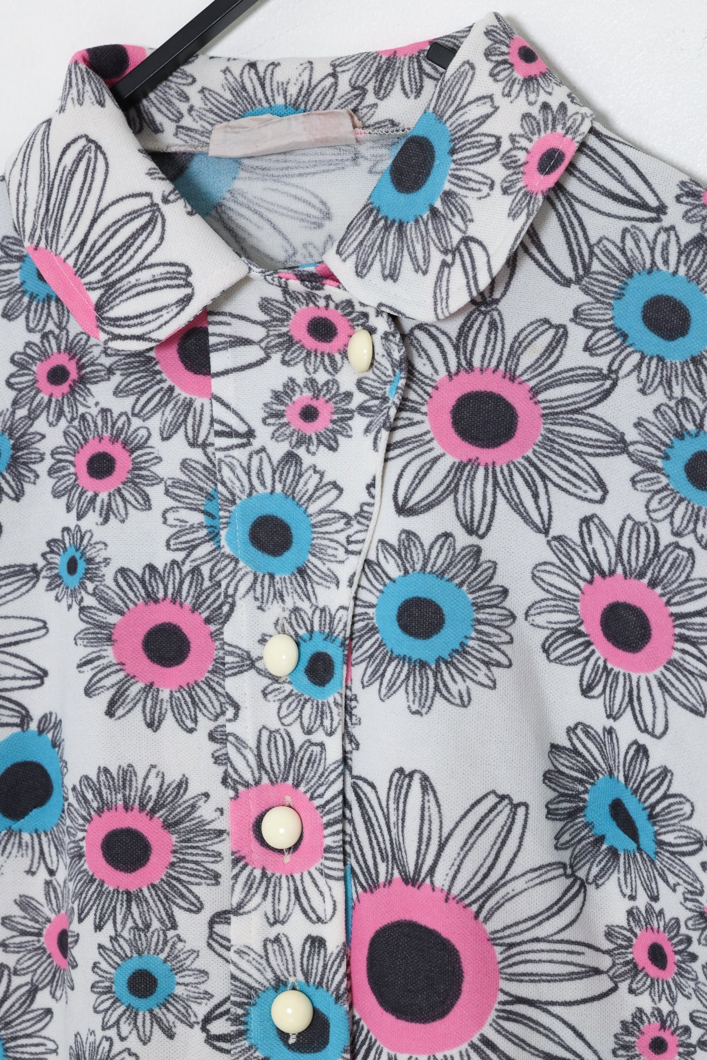 1970s, Printed Leisure Shift Dress, Psychedelic Finnish Daisy Motif