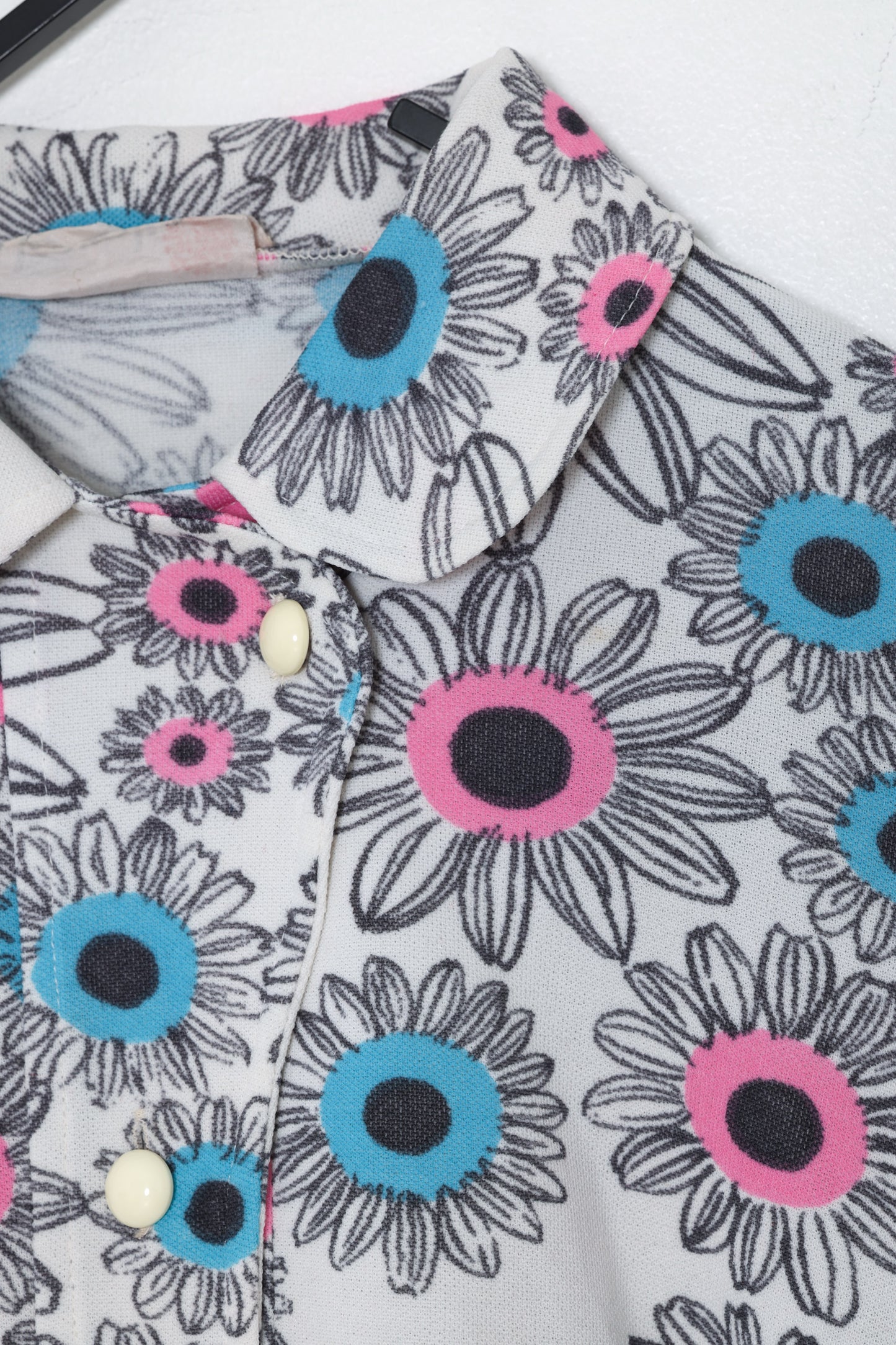 1970s, Printed Leisure Shift Dress, Psychedelic Finnish Daisy Motif