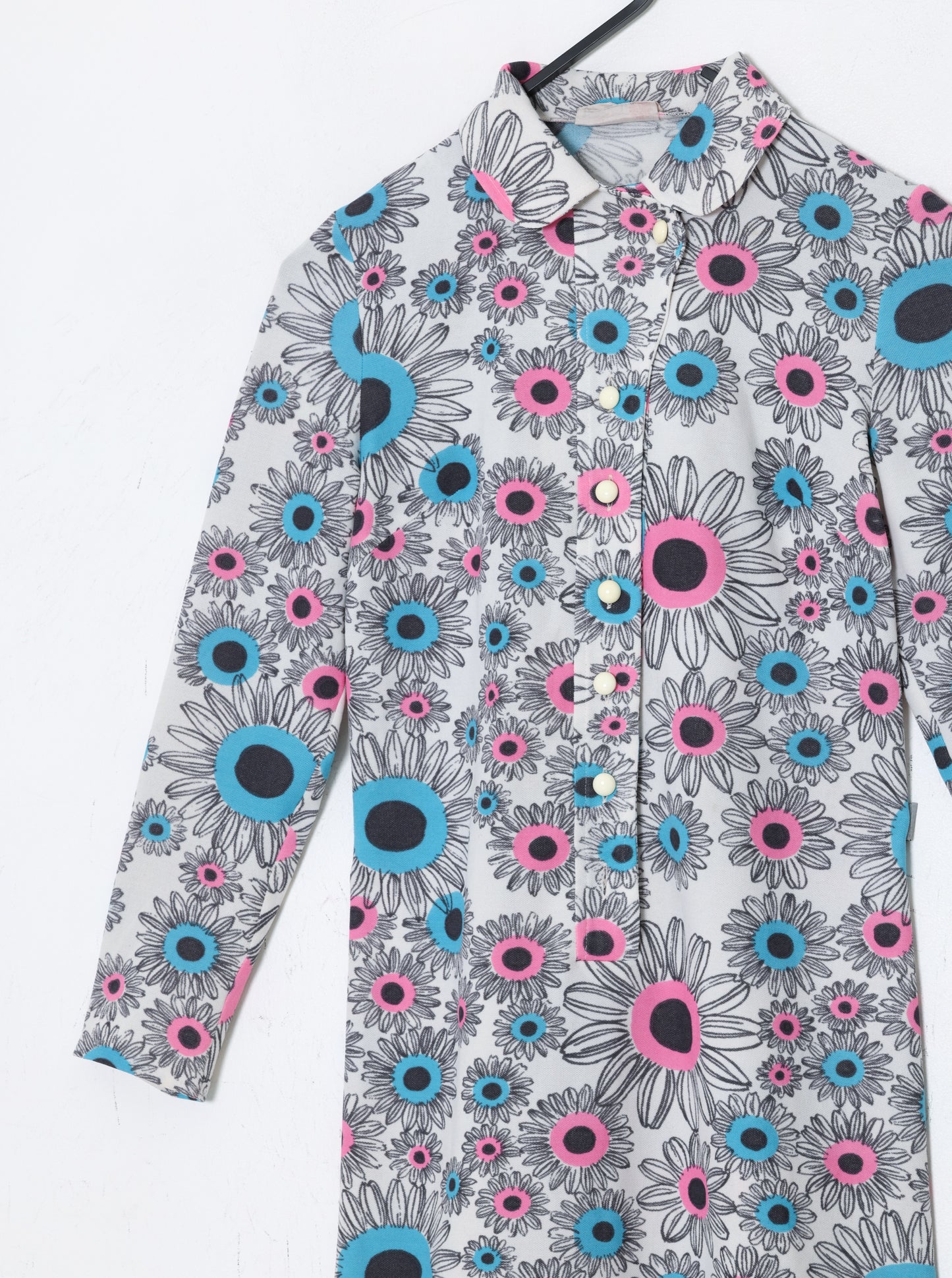 1970s, Printed Leisure Shift Dress, Psychedelic Finnish Daisy Motif
