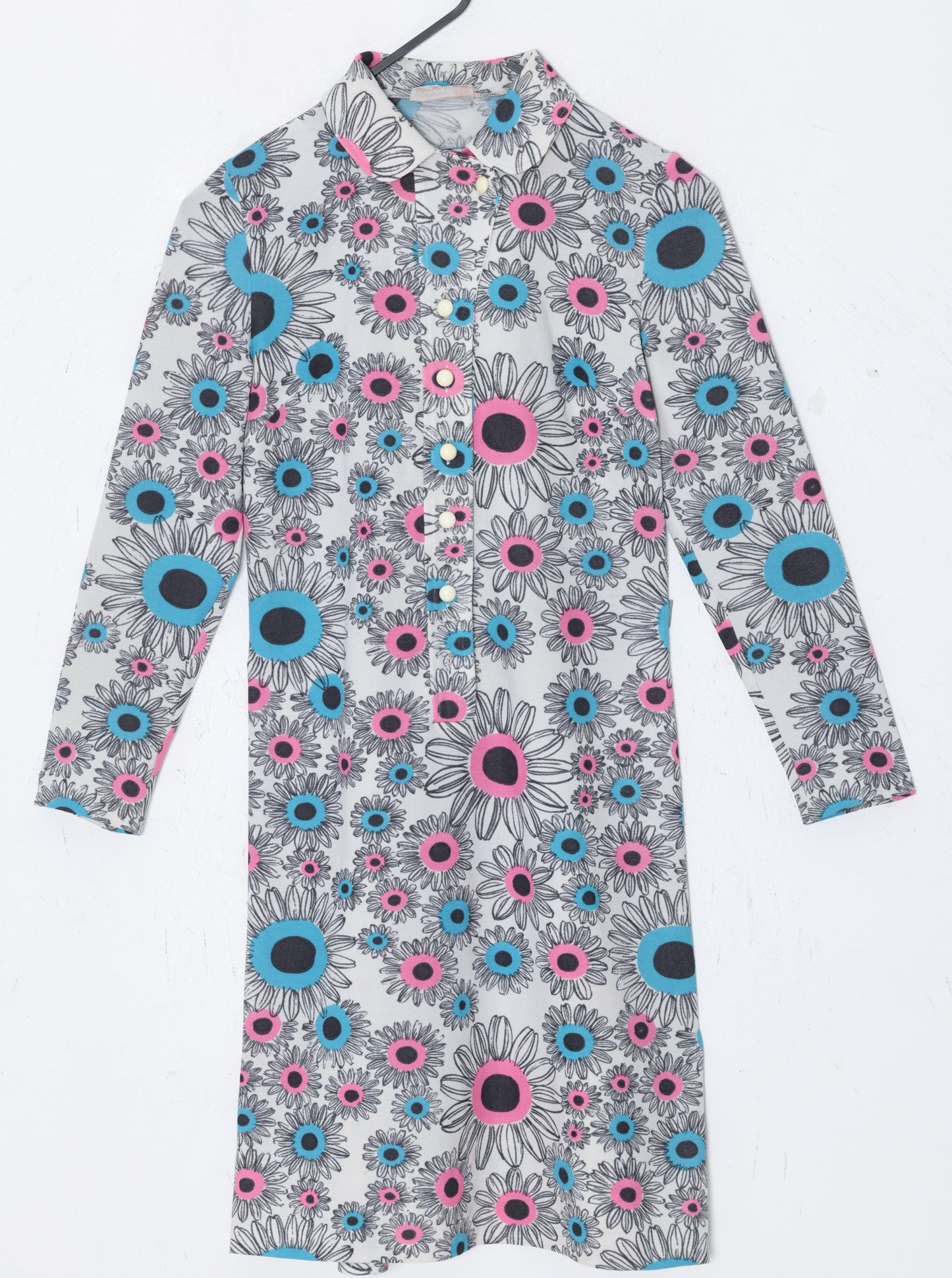 1970s, Printed Leisure Shift Dress, Psychedelic Finnish Daisy Motif