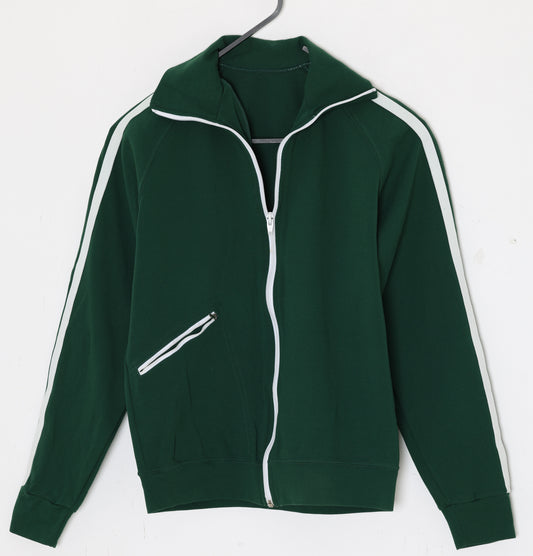 1970s, Scandinavian Gymnasium Warm-Up Jacket, Dense Warp-Knit Jersey, Applied Stripes