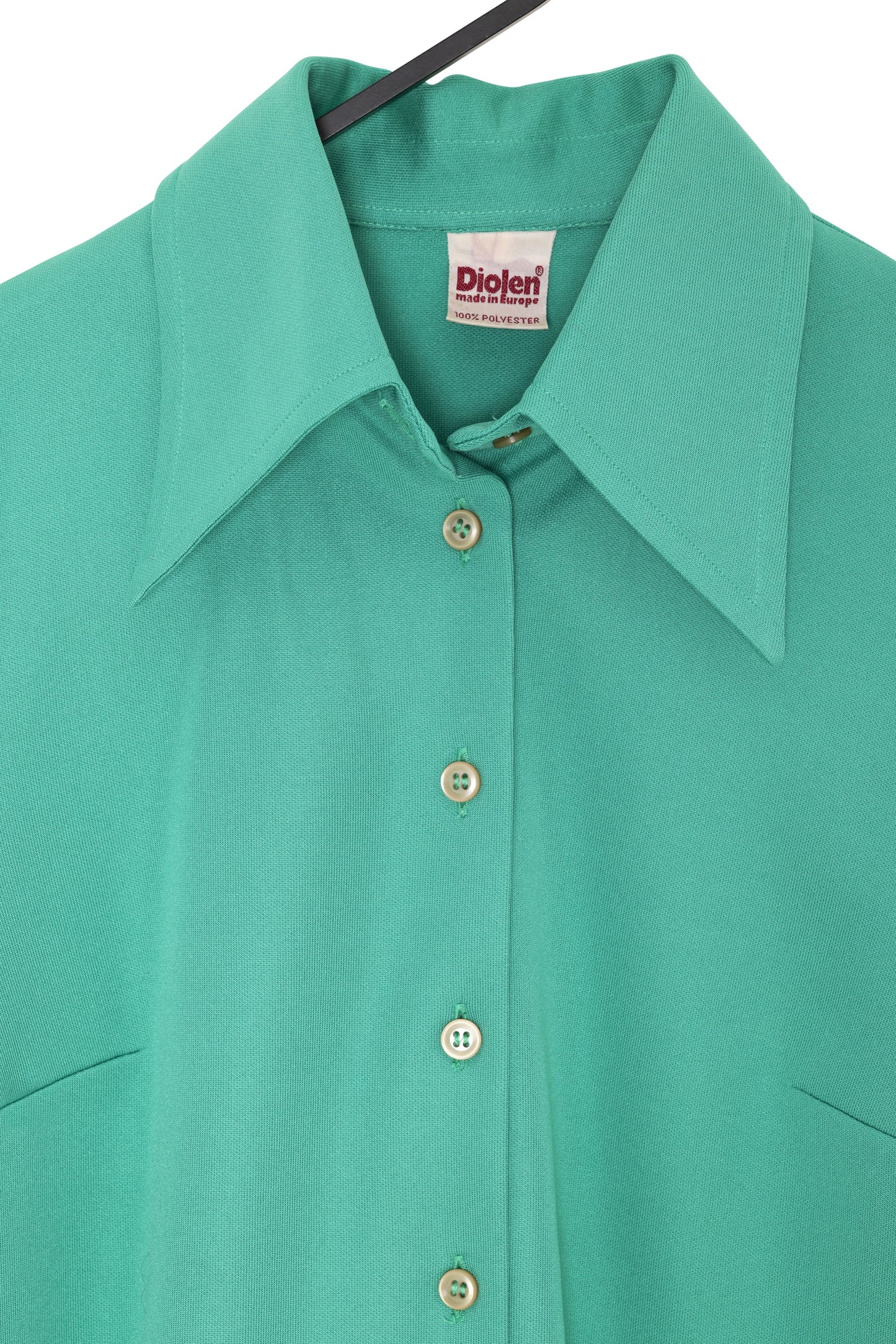 1970s Structured Blouse, Diolen, Extended Point Collar, Shaped Waist Suppression