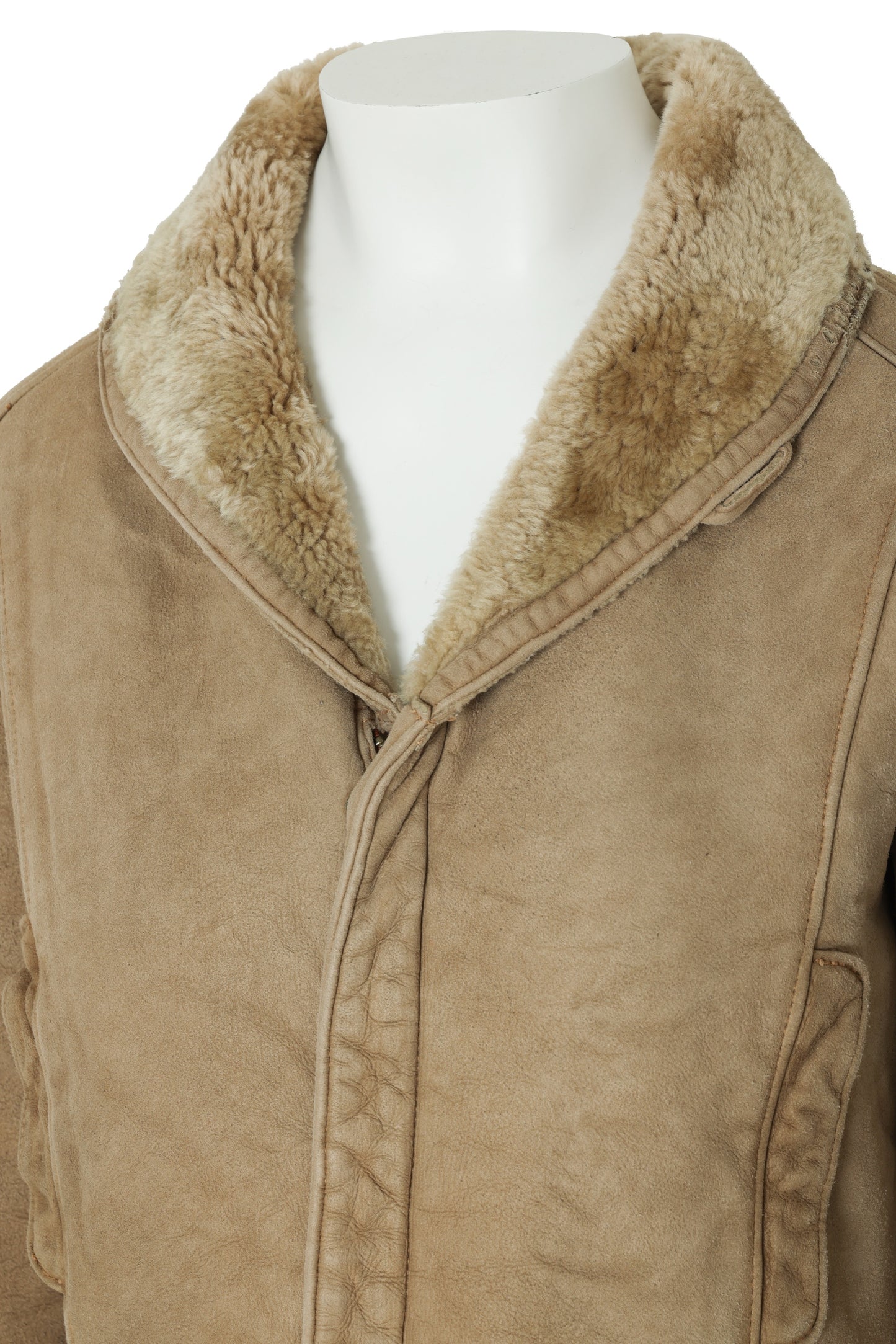 1970s Swedish Shearling Sheepskin Coat, Full-Pelt Interior, Shawl Collar