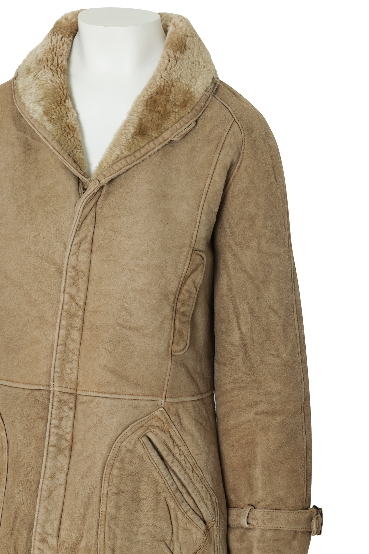 1970s Swedish Shearling Sheepskin Coat, Full-Pelt Interior, Shawl Collar