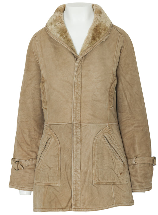 1970s Swedish Shearling Sheepskin Coat, Full-Pelt Interior, Shawl Collar