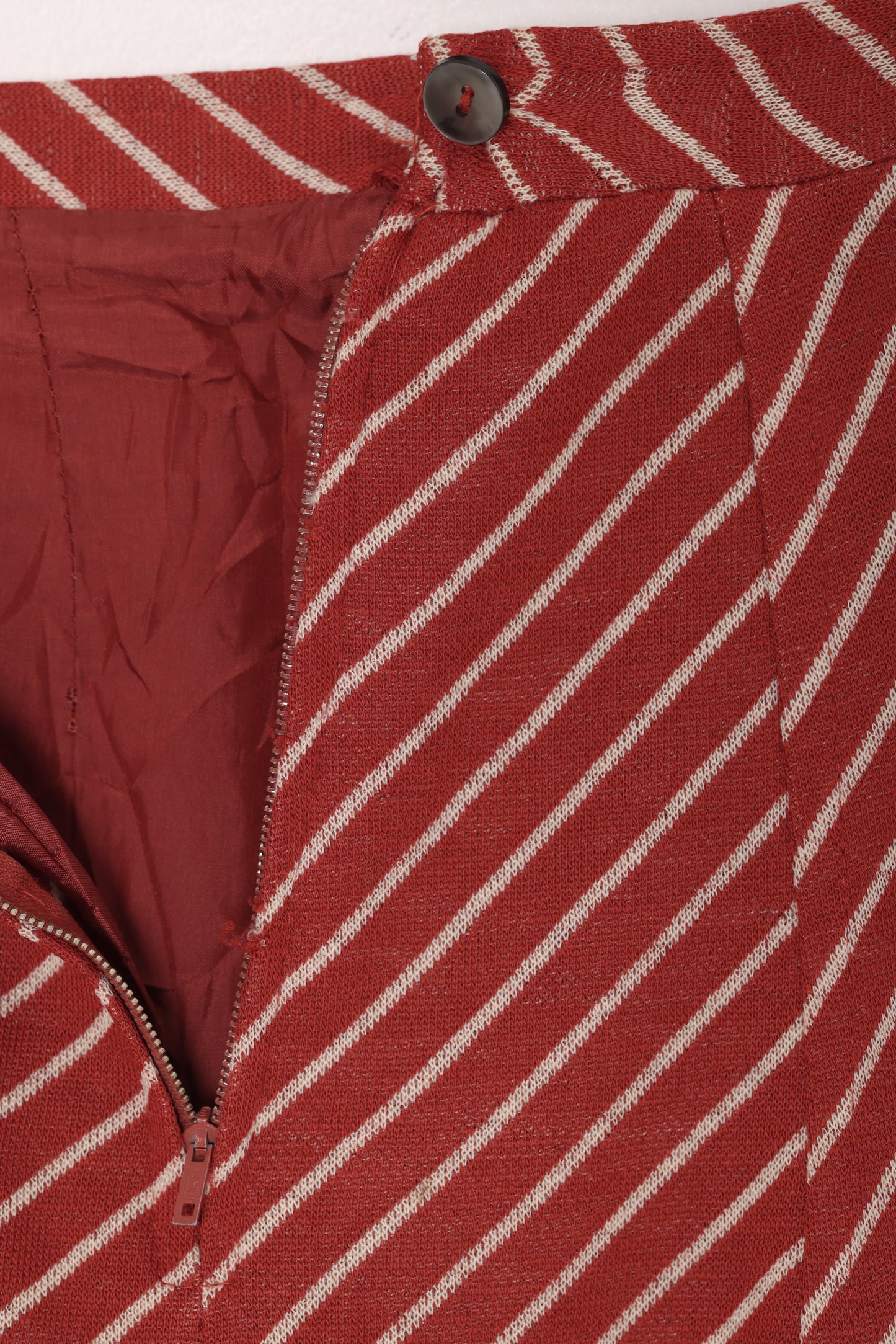 1970s, Virgin Wool Knit Midi Skirt, Chevron Waist, Multi-Gore, Bias-Matched