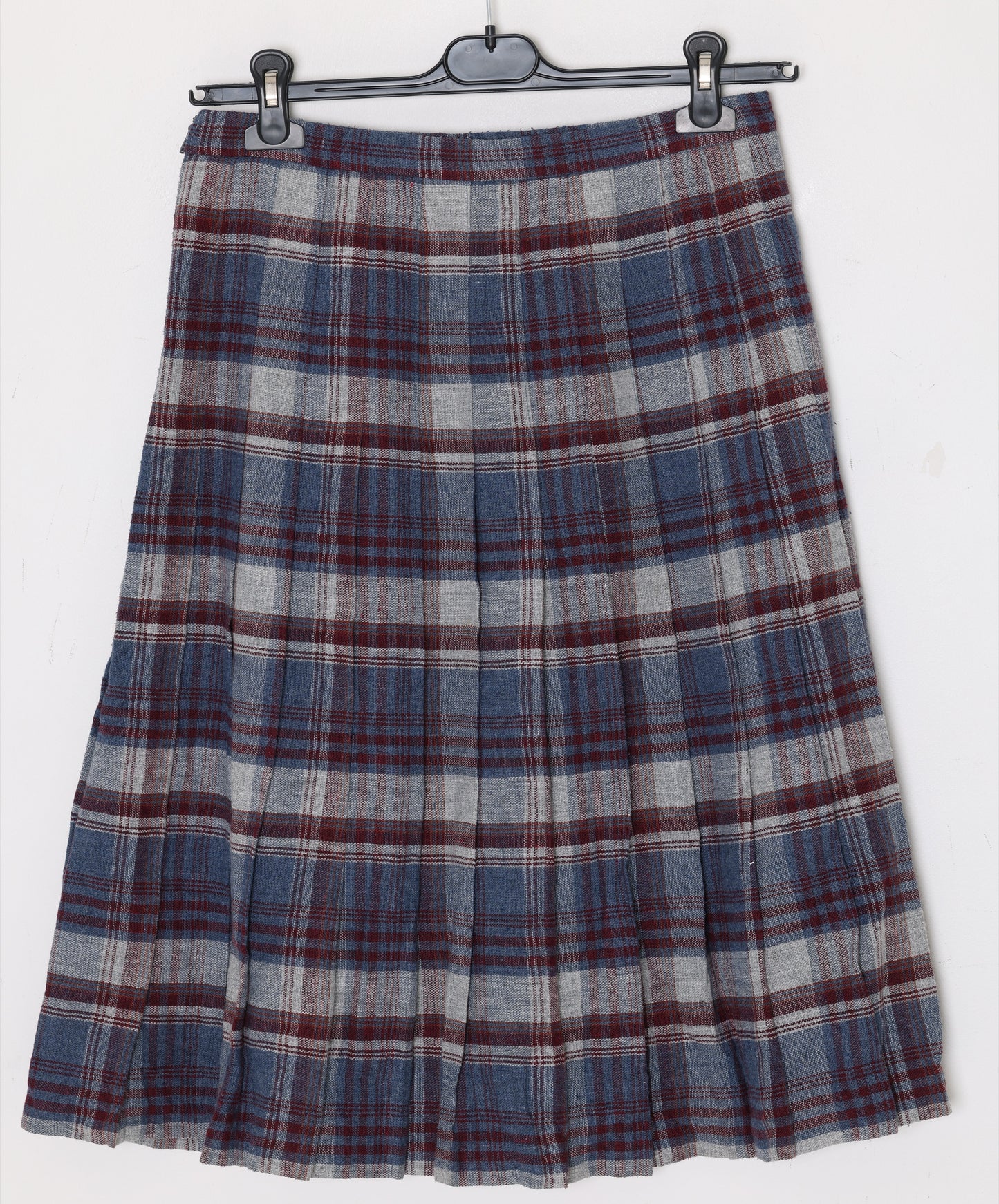 1970s Wool Plaid Skirt, Controlled Pleat Expansion, Gallois Gisèle