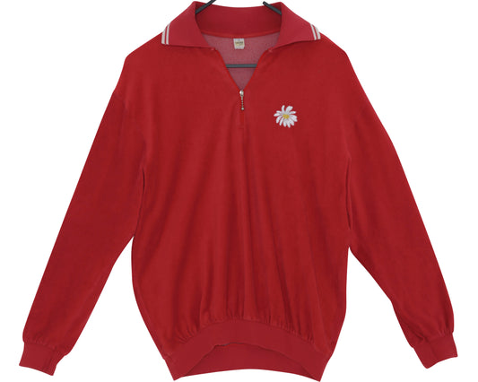 1975–1982, Swiss Velour Court Knit, Tipped Roll Collar, Daisy Motif