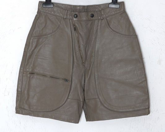 1975–1982, Taupe Leather Expedition Short, Split Apron Panels, Lampo Zip Fly