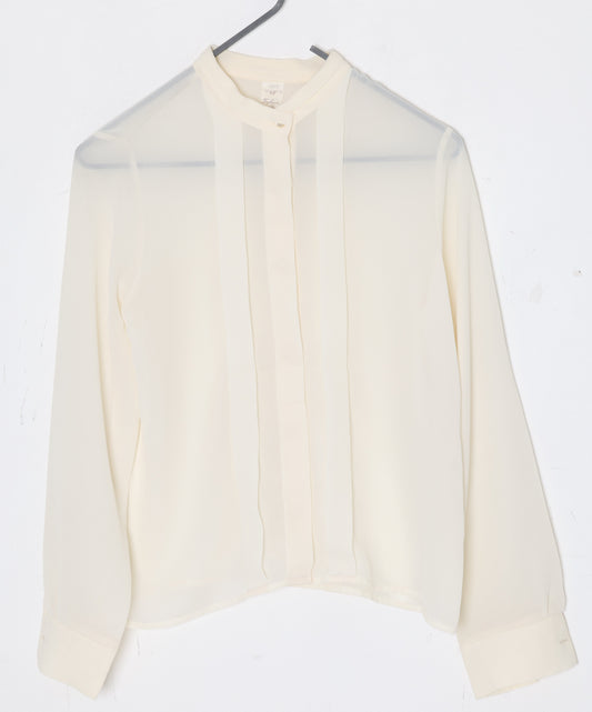 1975–1985 Crepe Blouse, Narrow Band Collar, Late Cold War Period, West Germany