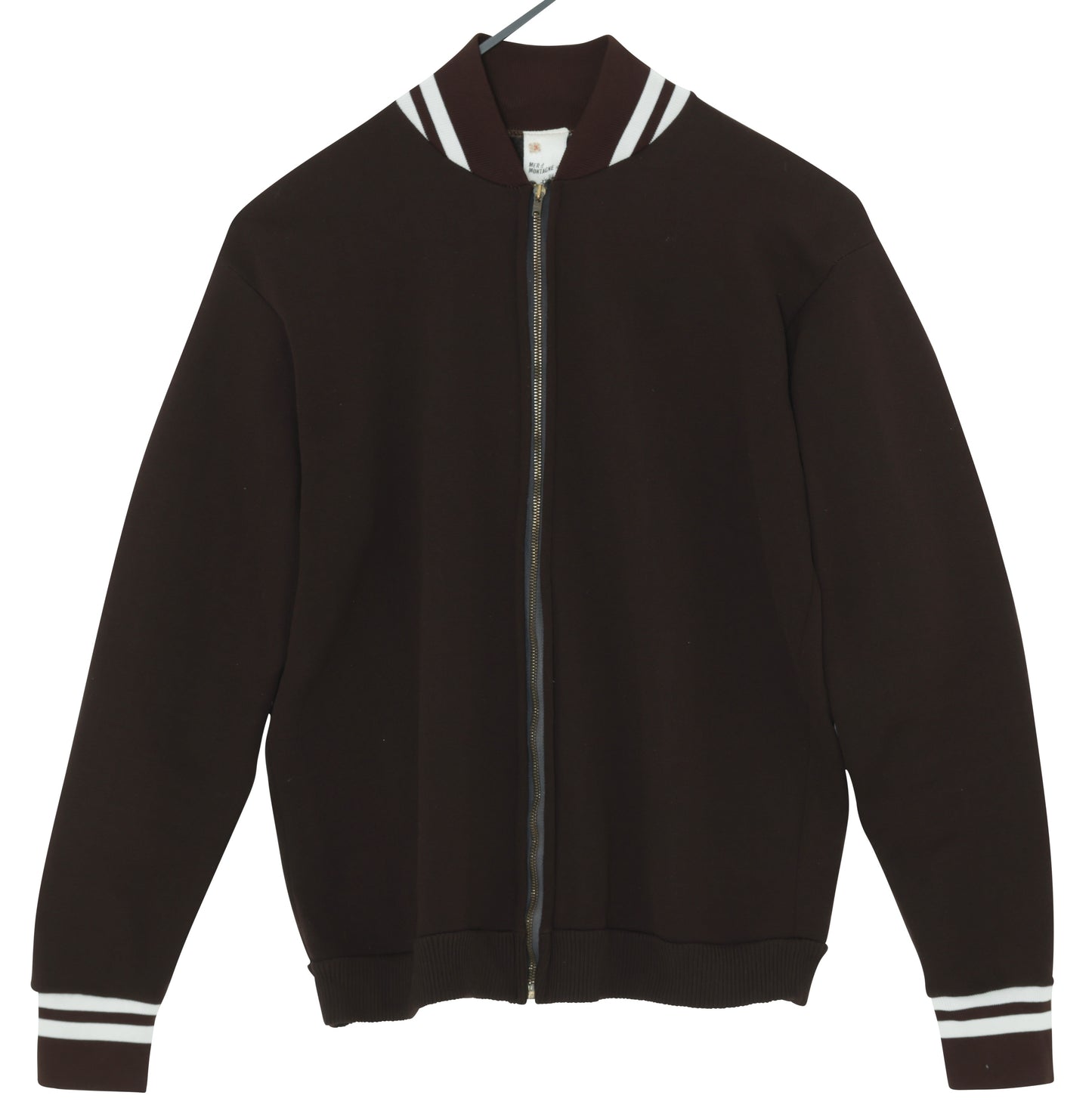 1975–1985, French Athleisure Double-Knit Warmup Jacket with Varsity Bands