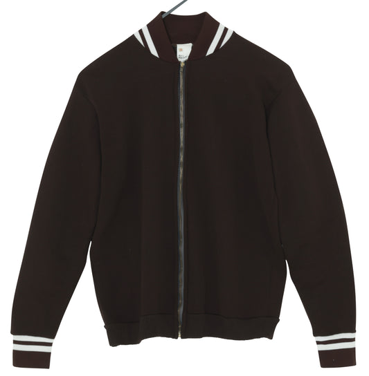 1975–1985, French Athleisure Double-Knit Warmup Jacket with Varsity Bands