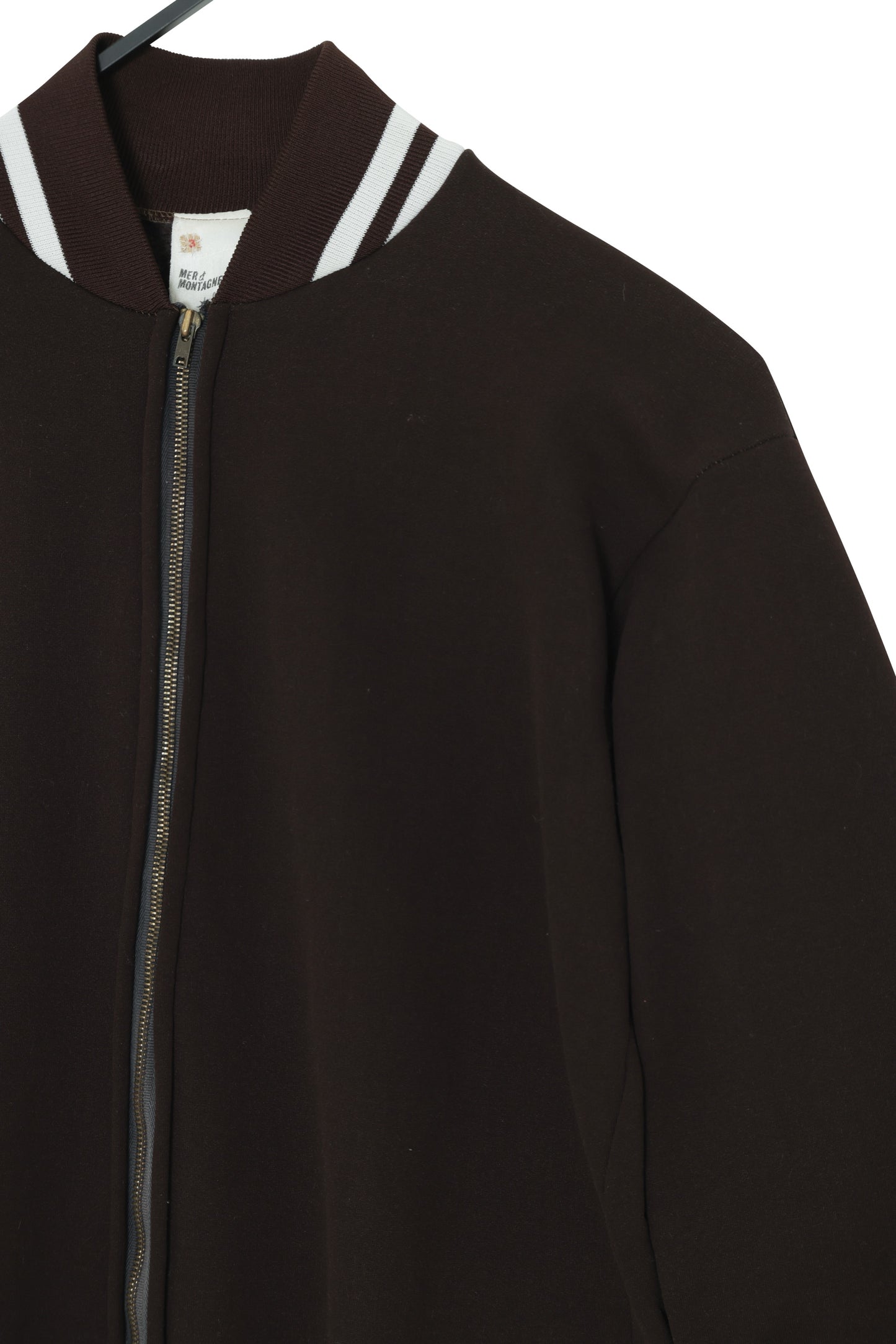 1975–1985, French Athleisure Double-Knit Warmup Jacket with Varsity Bands