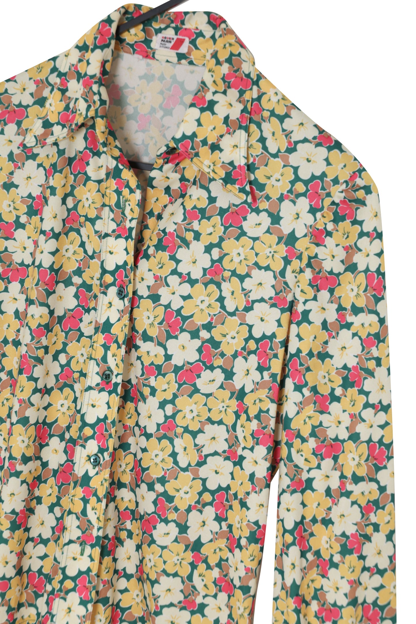 1973–1979, French Printed Jersey Knit Chemisier with Extended Collar Point