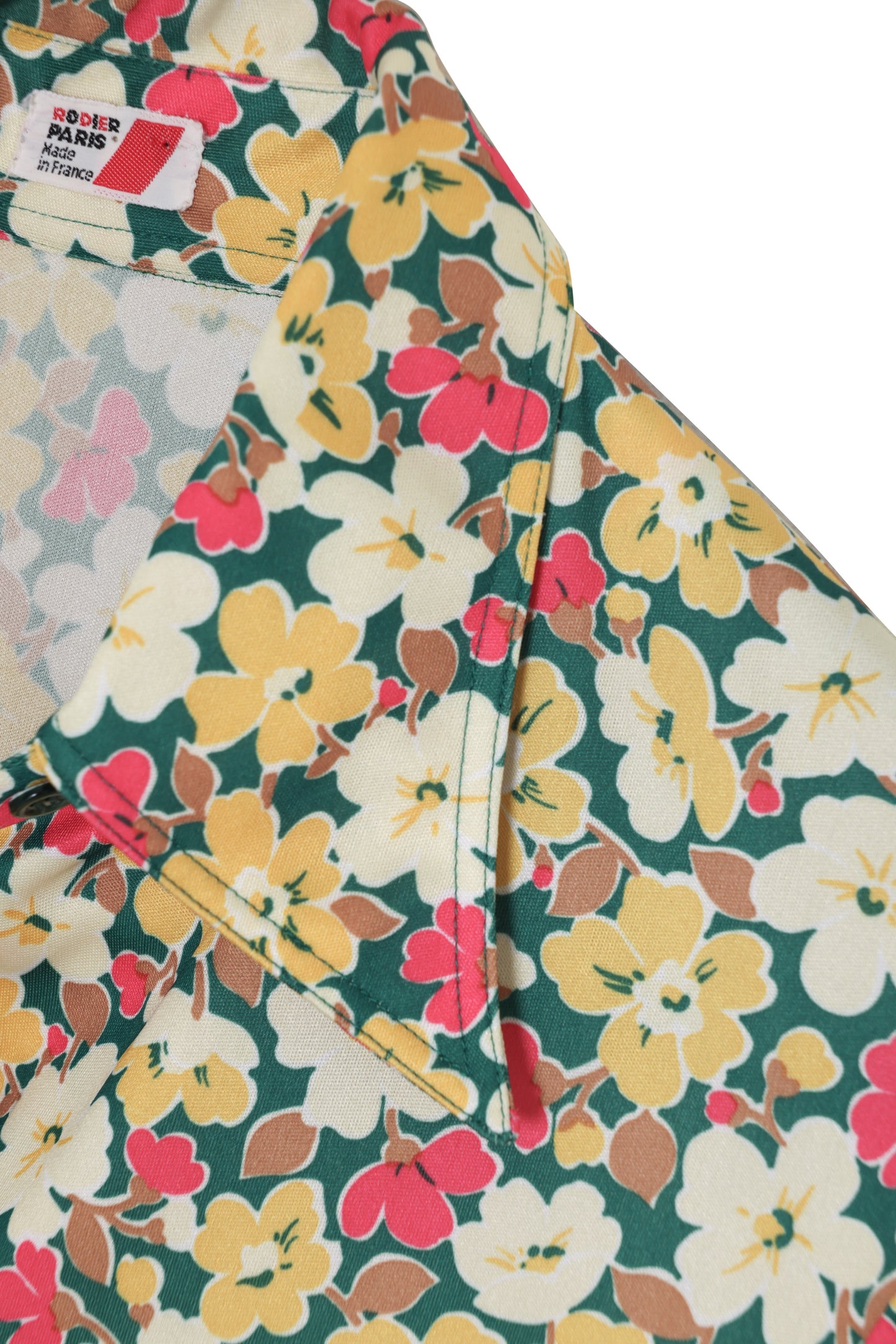 1973–1979, French Printed Jersey Knit Chemisier with Extended Collar Point