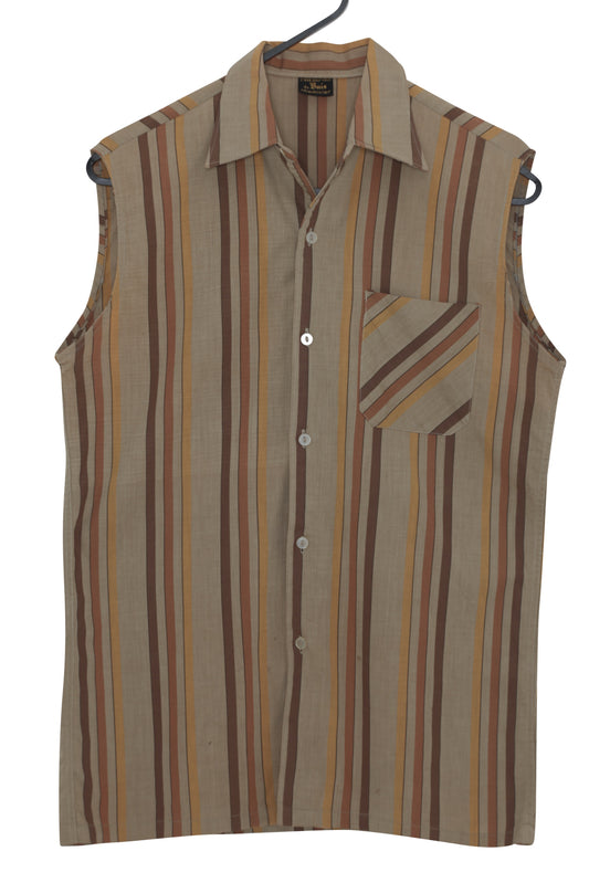 1973–1978, Sleeveless Chemisier in Striped Plain-Weave Shirting