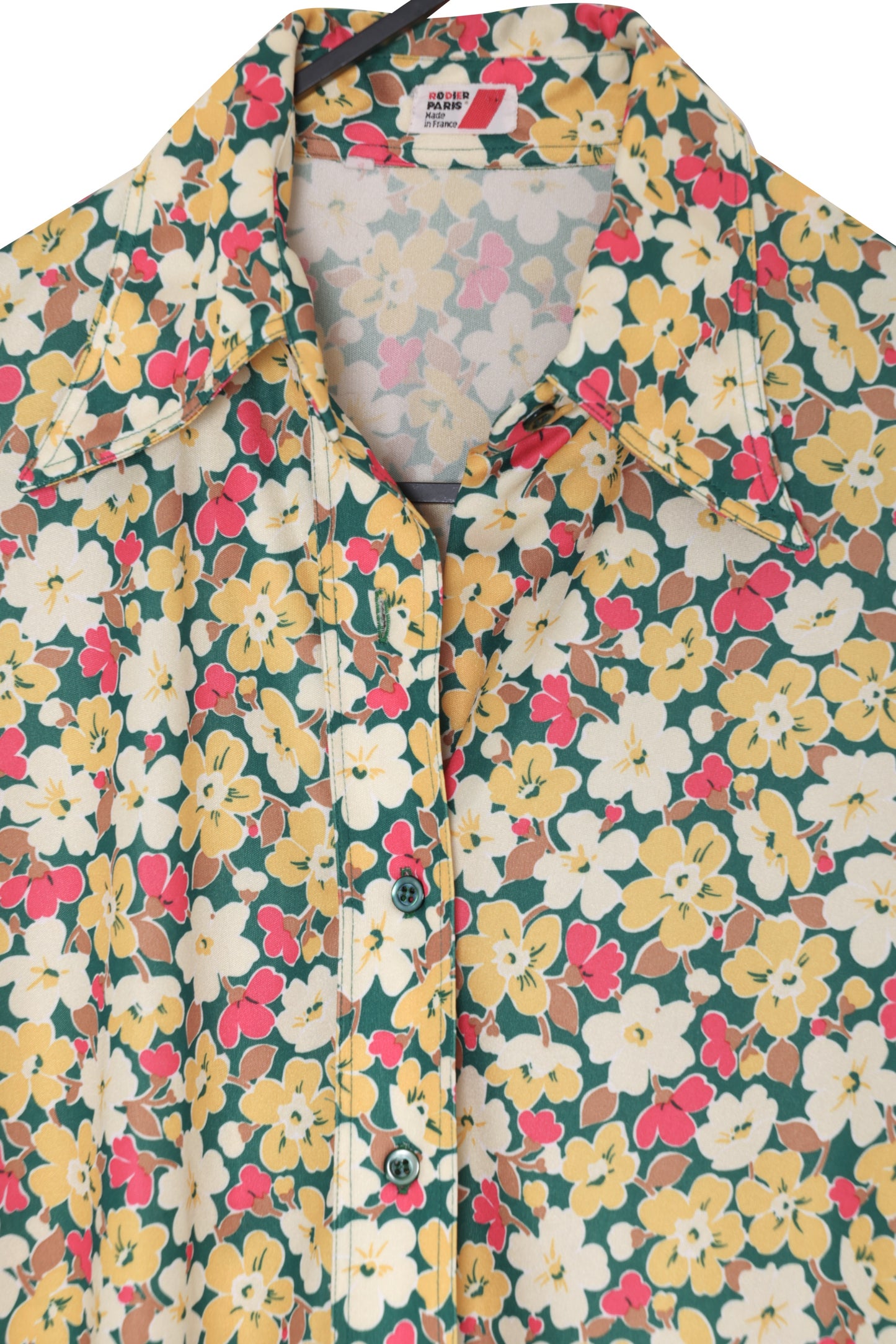 1973–1979, French Printed Jersey Knit Chemisier with Extended Collar Point
