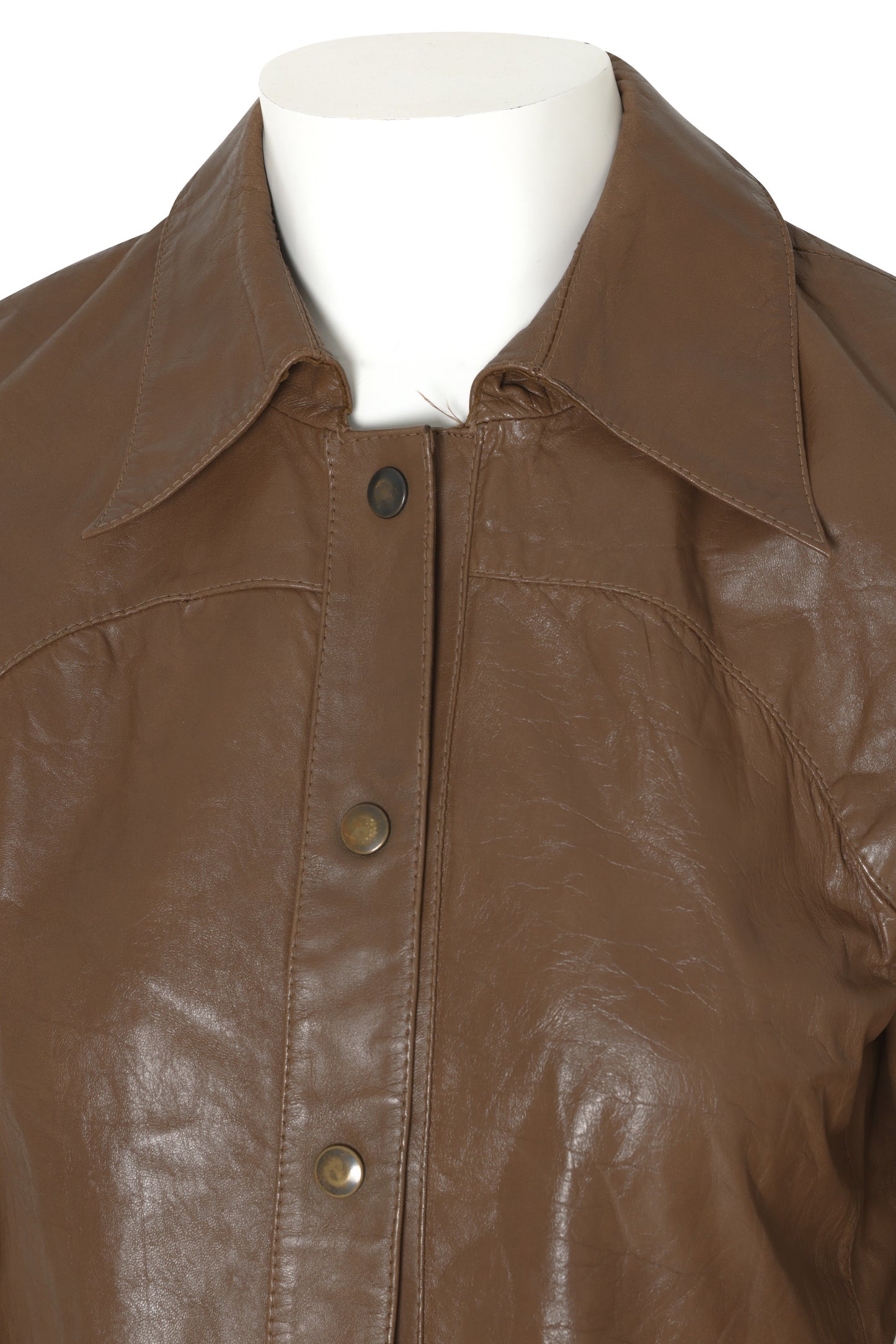 1975–1985 Leather Jacket, Press-Stud Closure, Extended Point Collar, Western