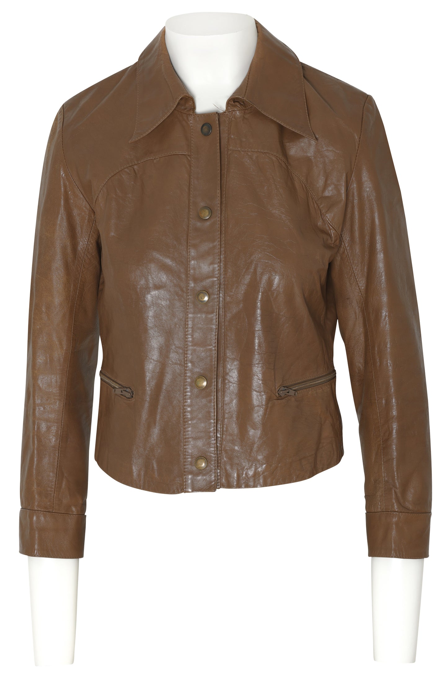 1975–1985 Leather Jacket, Press-Stud Closure, Extended Point Collar, Western