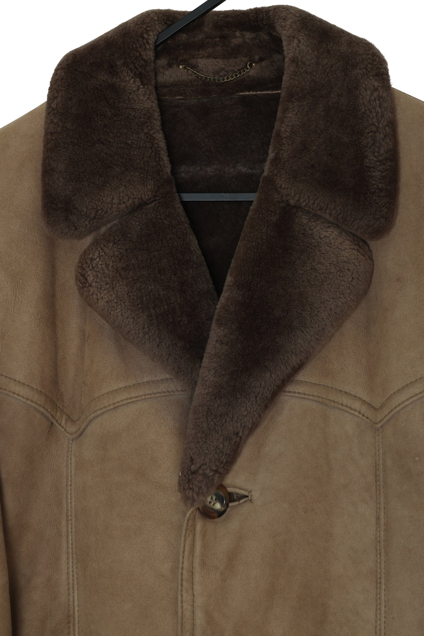1975–1985, Shearling-Faced Sheepskin Car Coat with Western Yoke Seaming